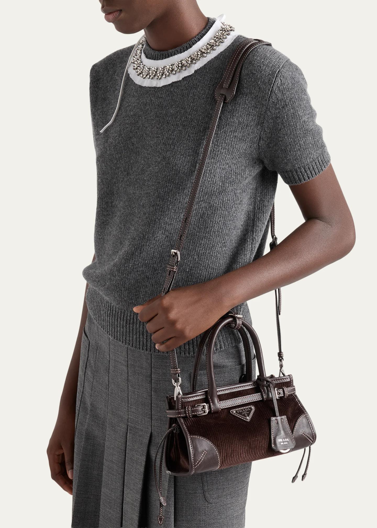 Prada Bonnie Small Corduroy & Leather Top-Handle Bag - Bergdorf