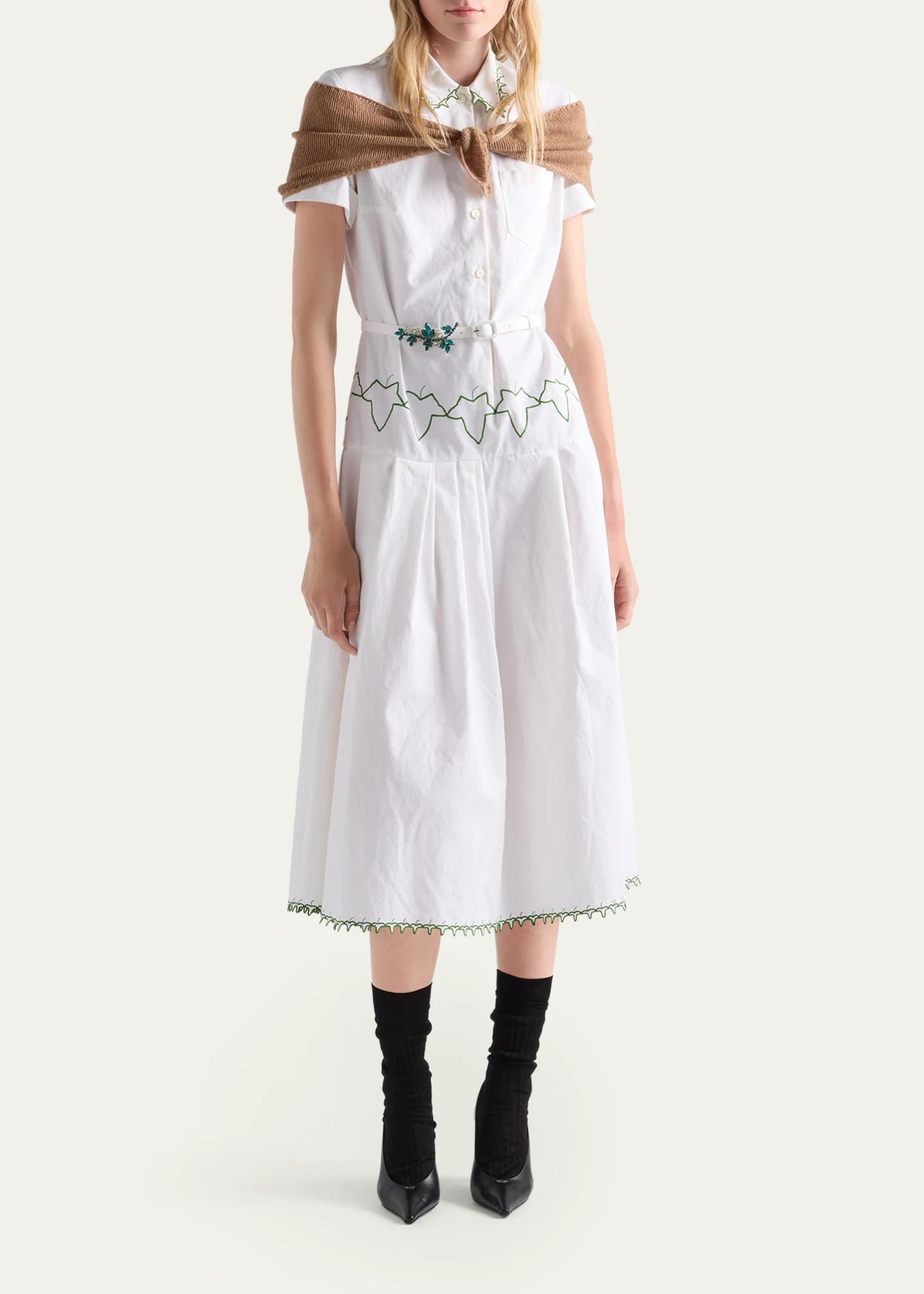 Prada Cotton Poplin A-Line Midi Dress