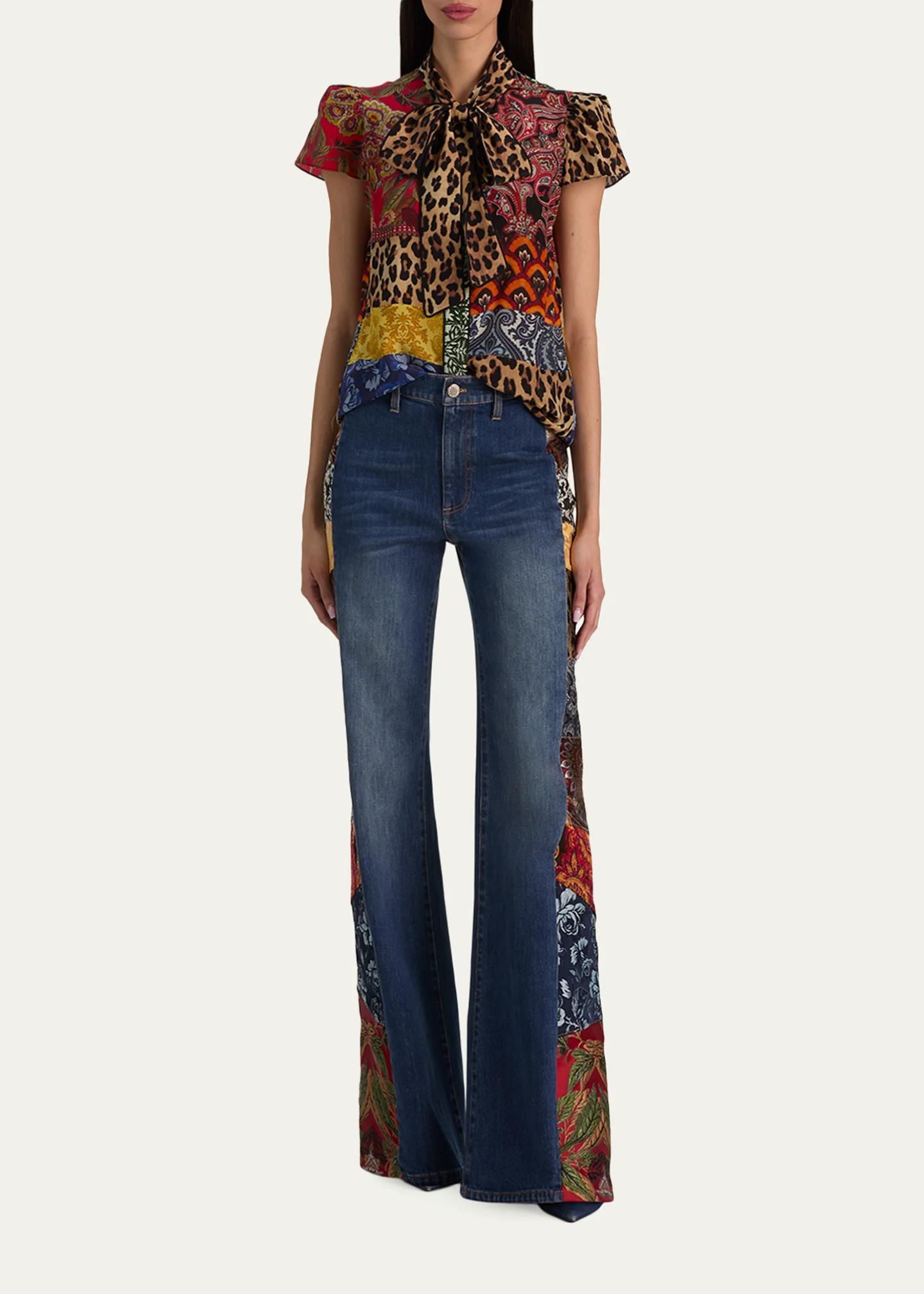 ALICE + OLIVIA Jeannie Printed Silk Pussy-Bow Shirt - Bergdorf Goodman