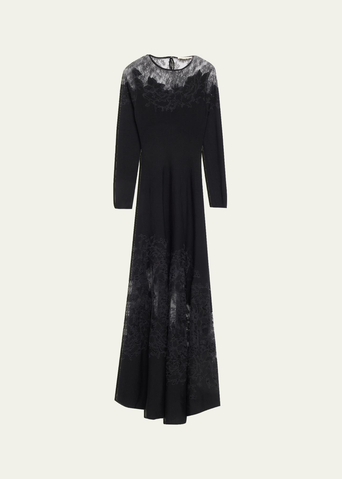 ulla johnson black lace dress Clemence Long-Sleeve Applique dress Elsa Mock Neck Backless Hancy_2025/9/10 Silk crepe de chine Size:1 years
