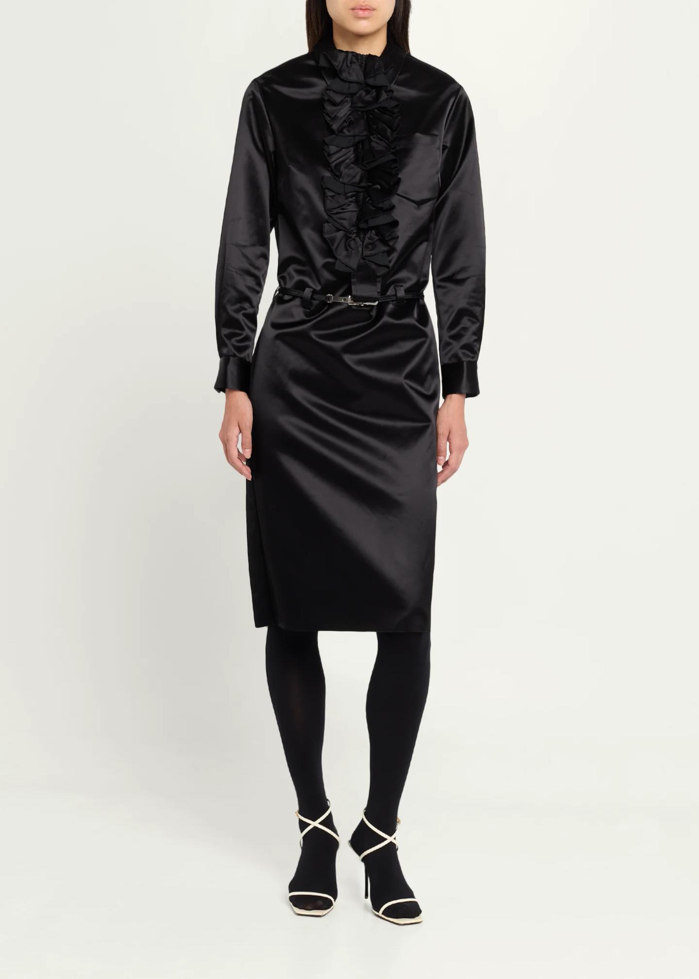 Marc Jacobs Runway Ruffled Satin Knee-Length Dress - Bergdorf Goodman