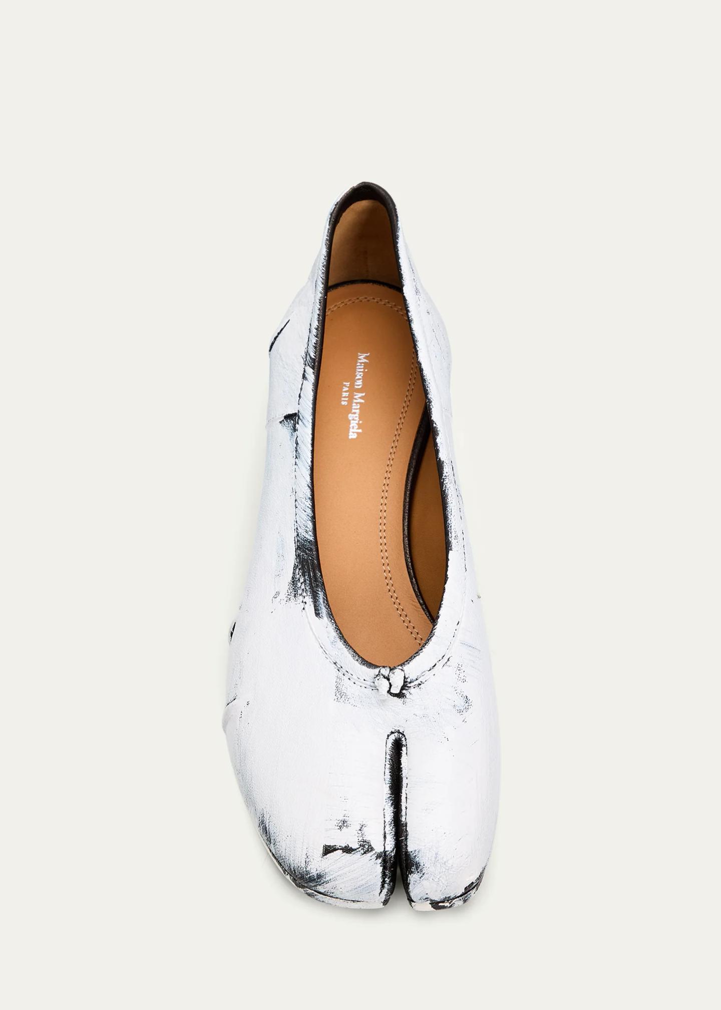Maison Margiela Tabi バレエ3cmヒール　35 Maison Margiela 35mm Tabi Painted Leather Ballerina Pumps