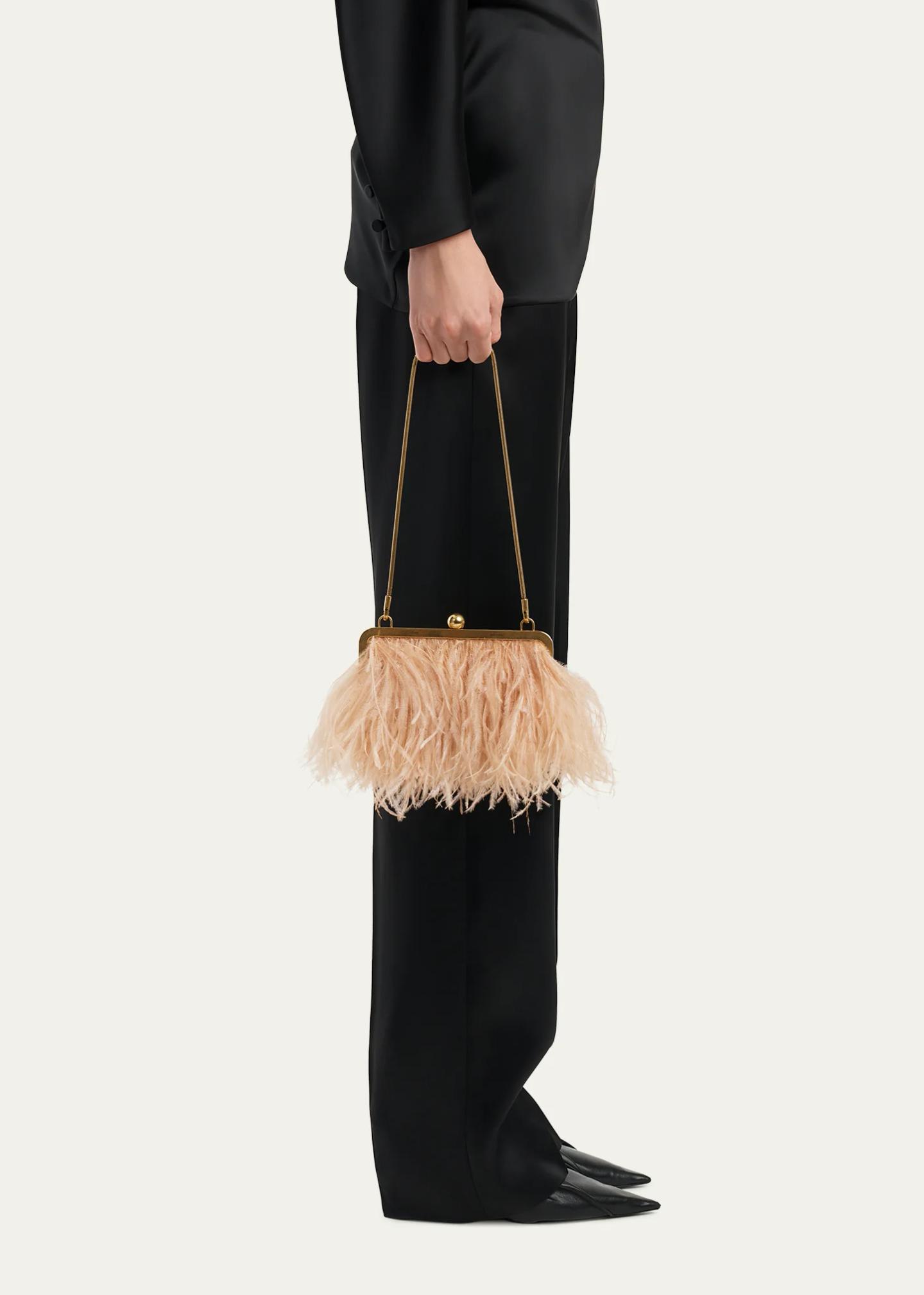 Khaite Lilith Feather Satin Evening Shoulder Bag - Bergdorf Goodman