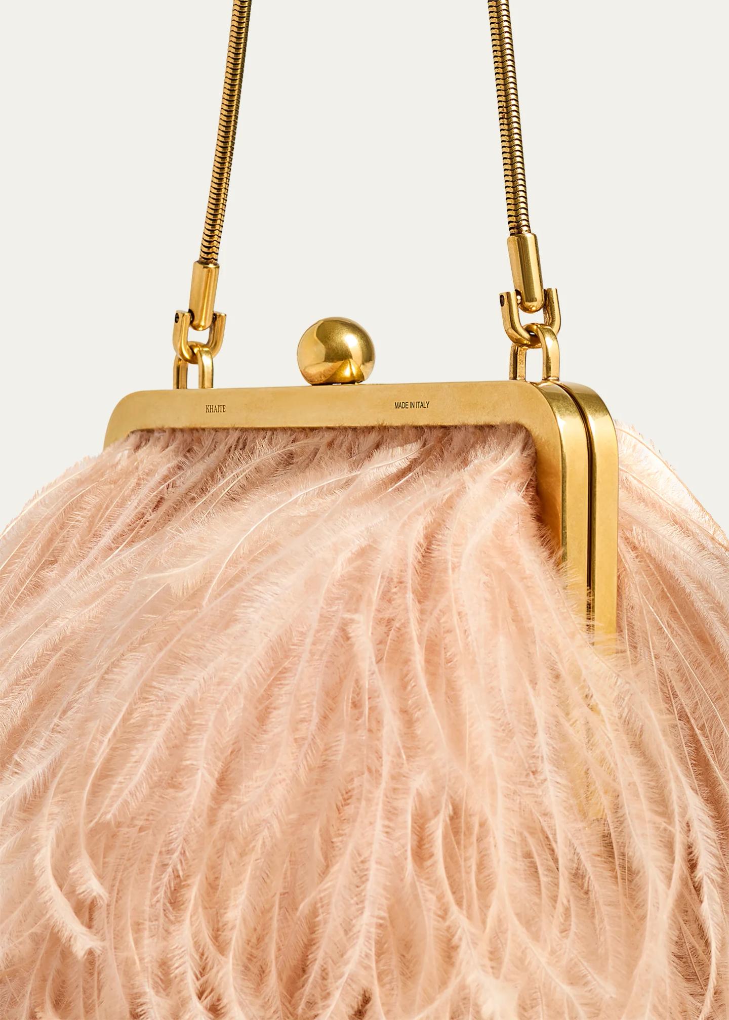 Khaite Lilith Feather Satin Evening Shoulder Bag - Bergdorf Goodman