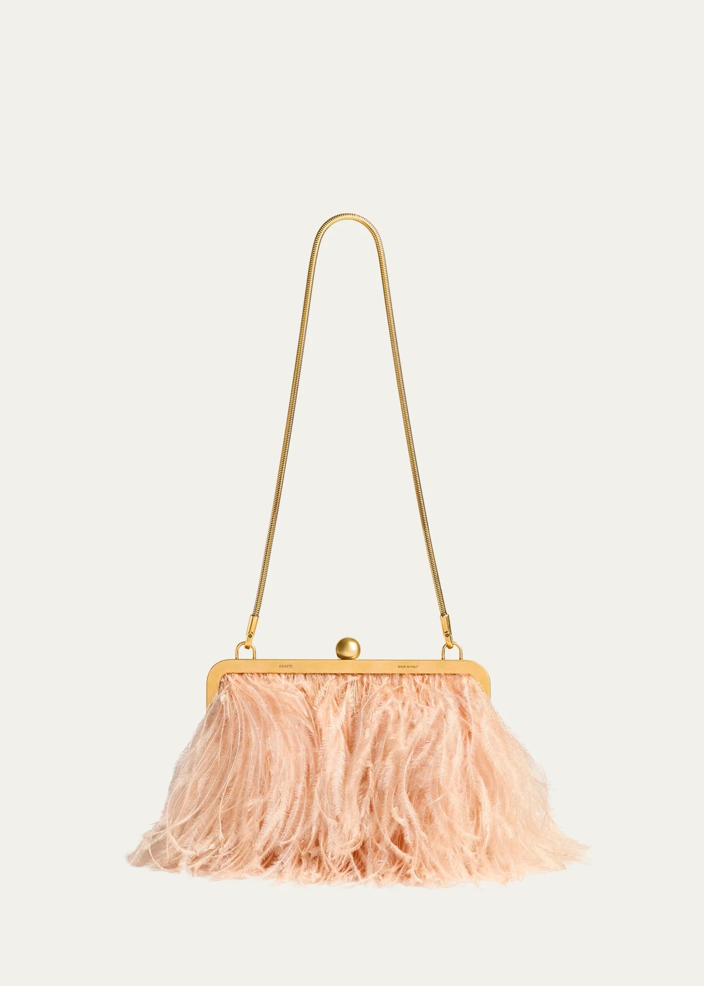 Khaite Lilith Feather Satin Evening Shoulder Bag - Bergdorf Goodman