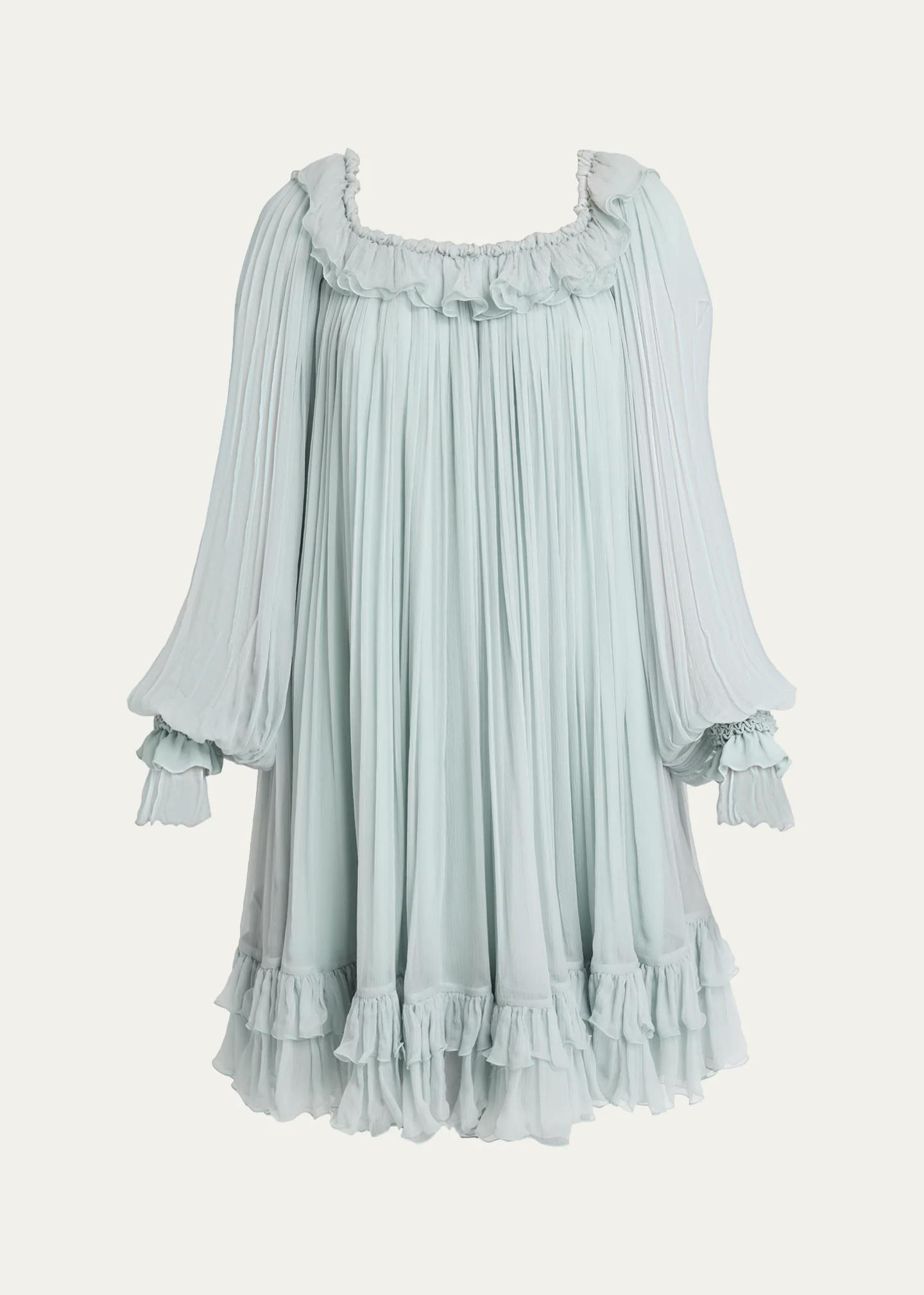 Chloe Pleated Chiffon Knee-Length Dress