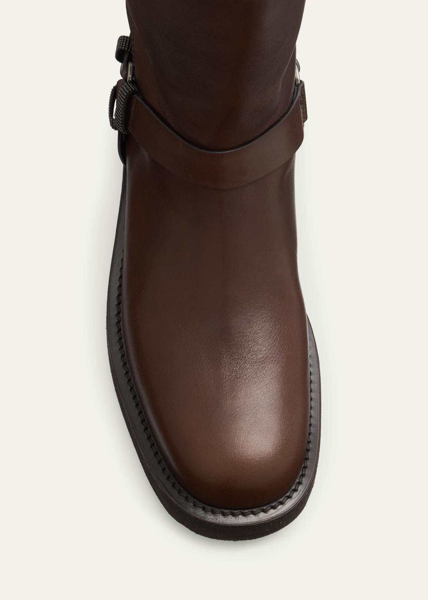 Brunello Cucinelli Monili Leather Knee-High Riding Boots - Bergdorf Goodman