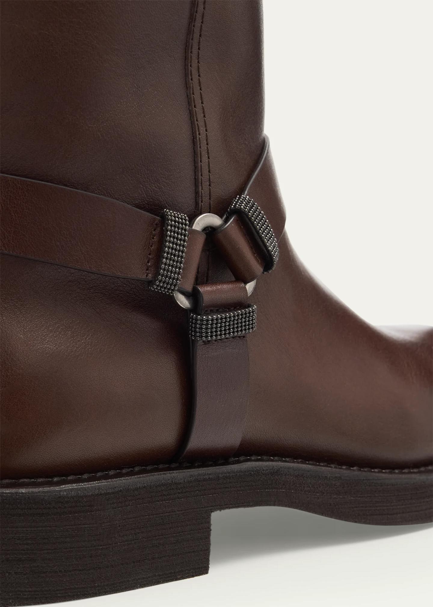 Brunello Cucinelli Monili Leather Knee-High Riding Boots - Bergdorf Goodman