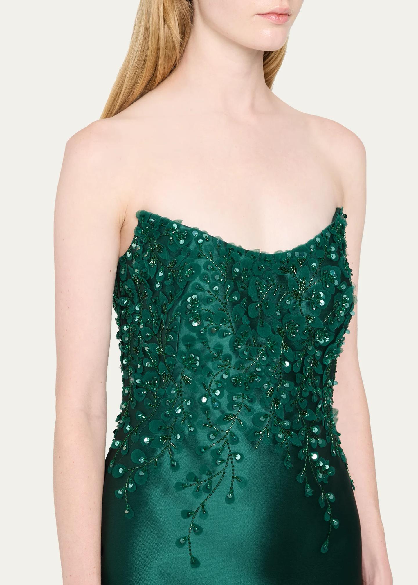 Pamella Roland Beaded Strapless Silk Column Gown - Bergdorf Goodman