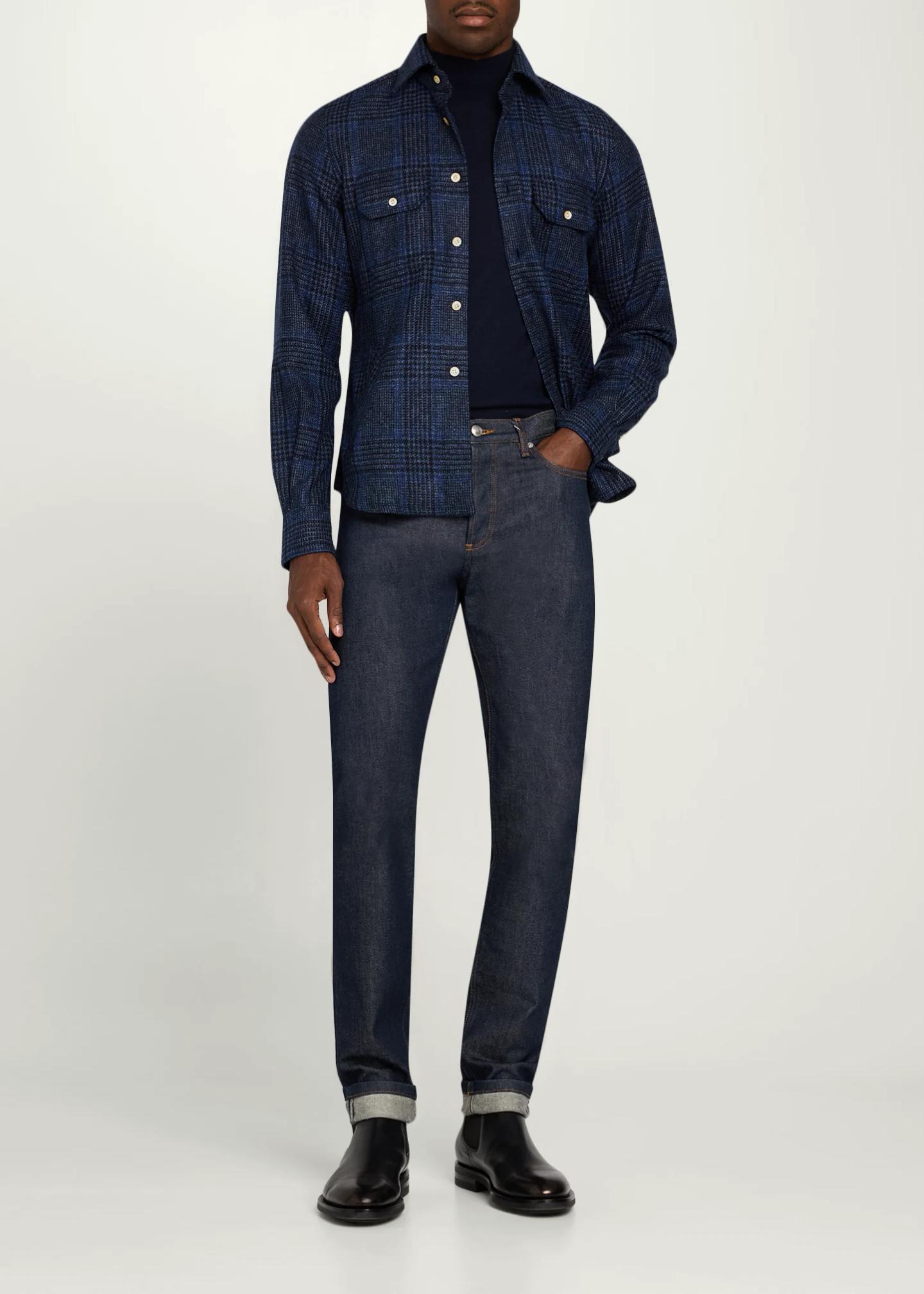 Kiton Men's Cashmere Plaid Overshirt - Bergdorf Goodman