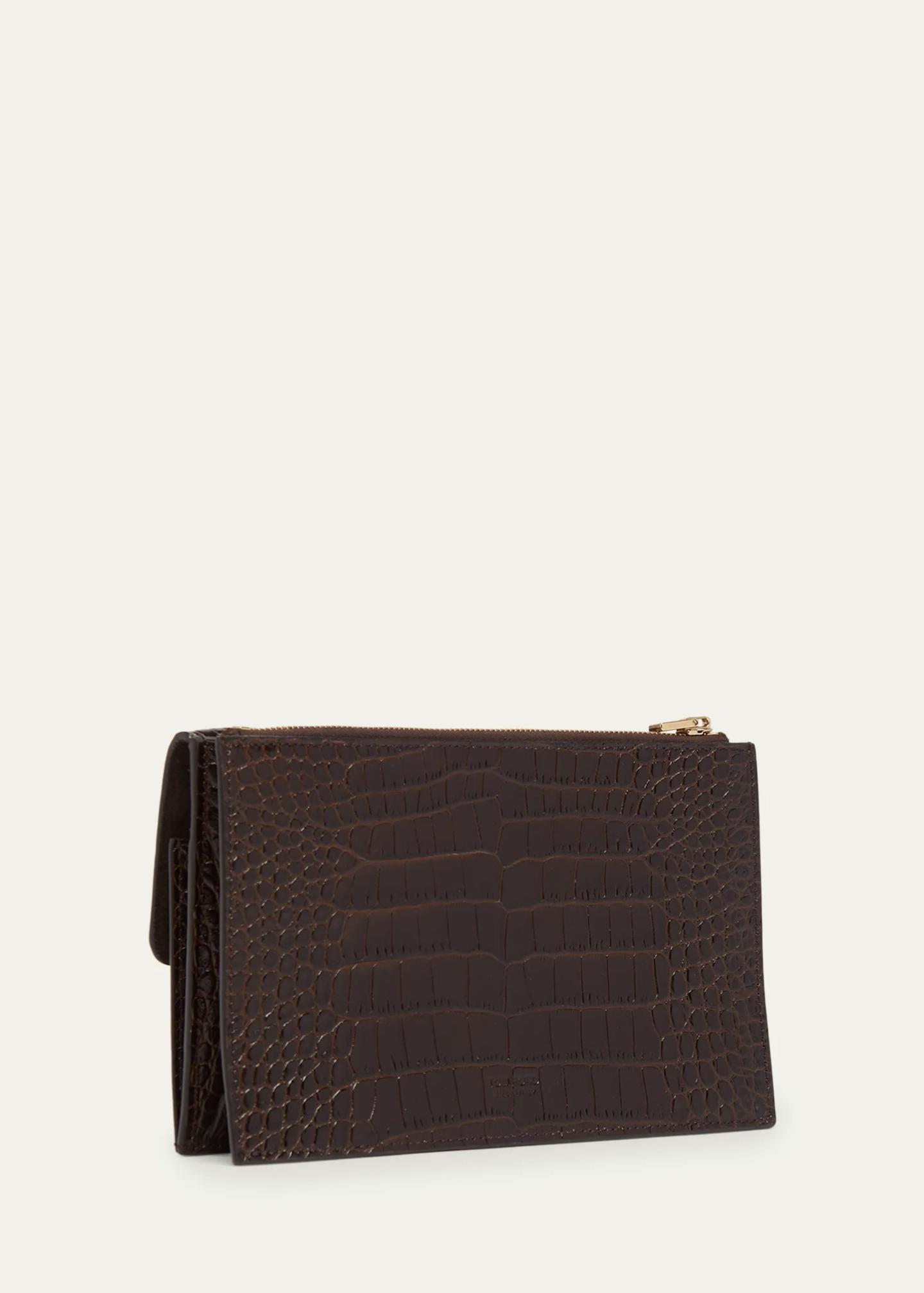 TOM FORD Small Croc-Embossed Leather Clutch Bag - Bergdorf Goodman