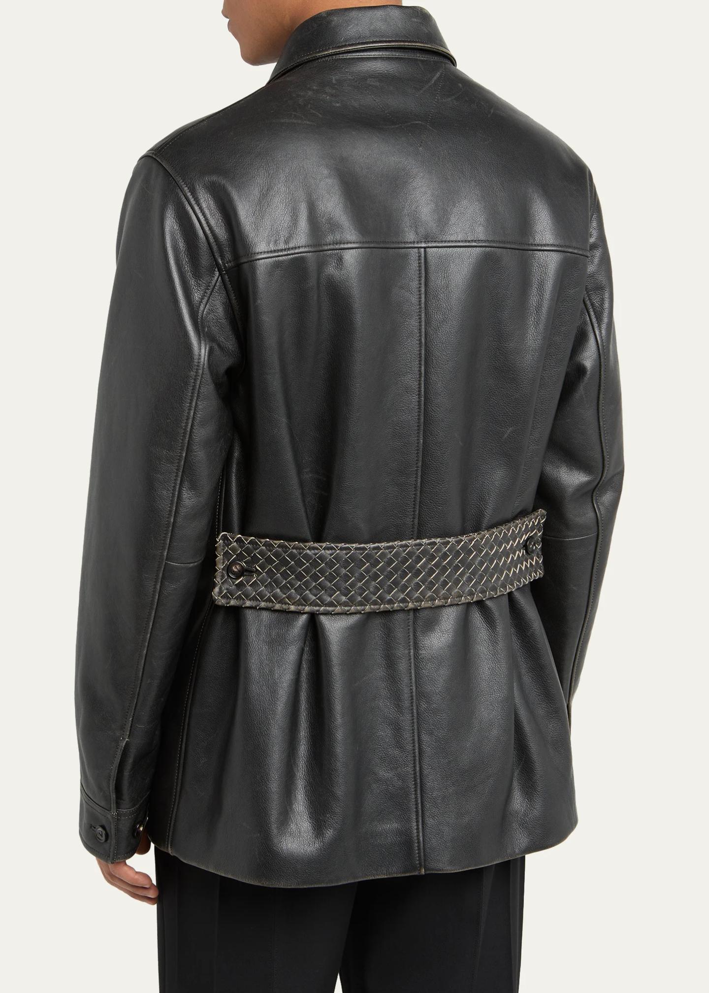 Bottega Veneta Men's Vintage Taurus Leather Coat - Bergdorf Goodman