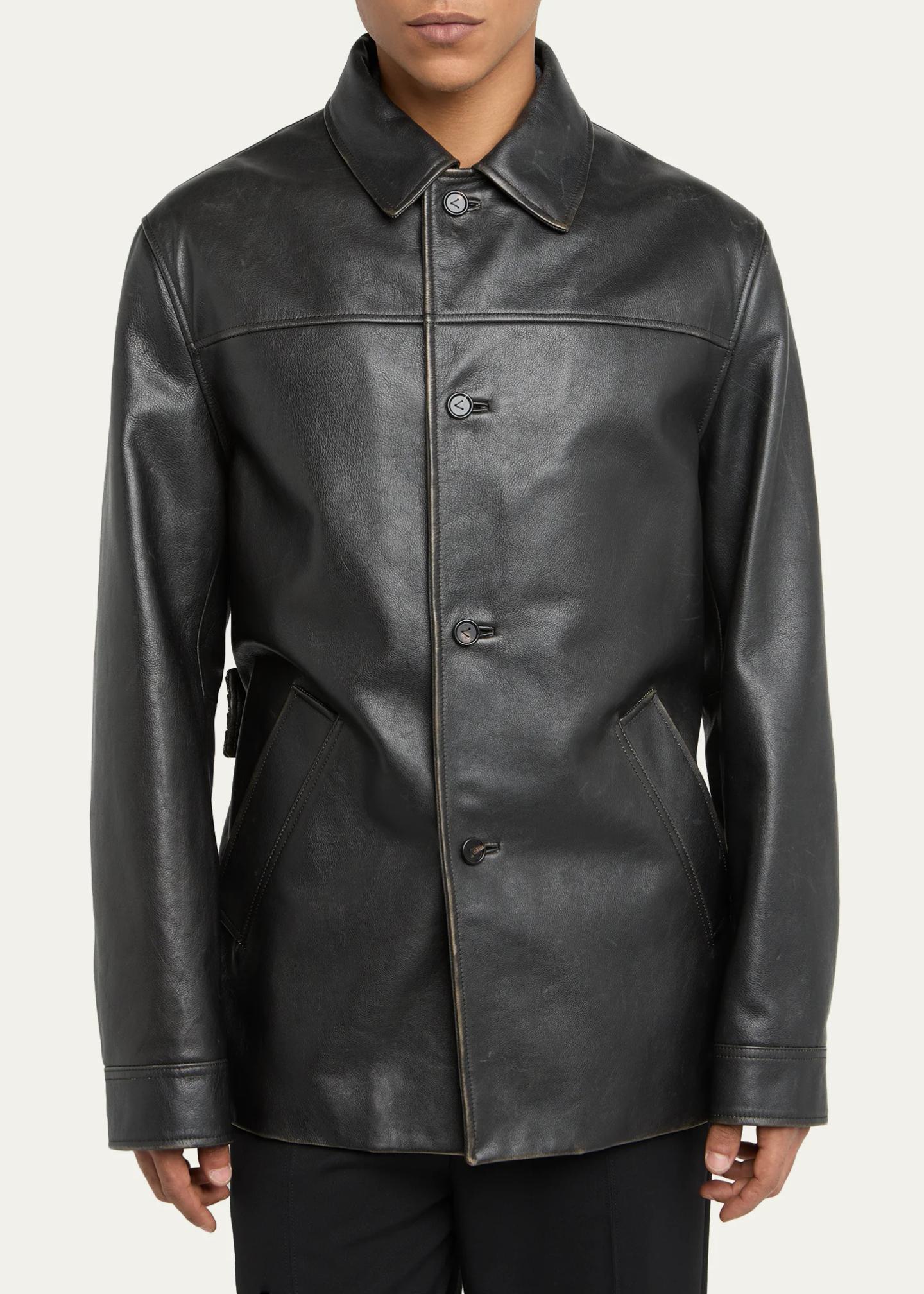 Bottega Veneta Men's Vintage Taurus Leather Coat - Bergdorf Goodman
