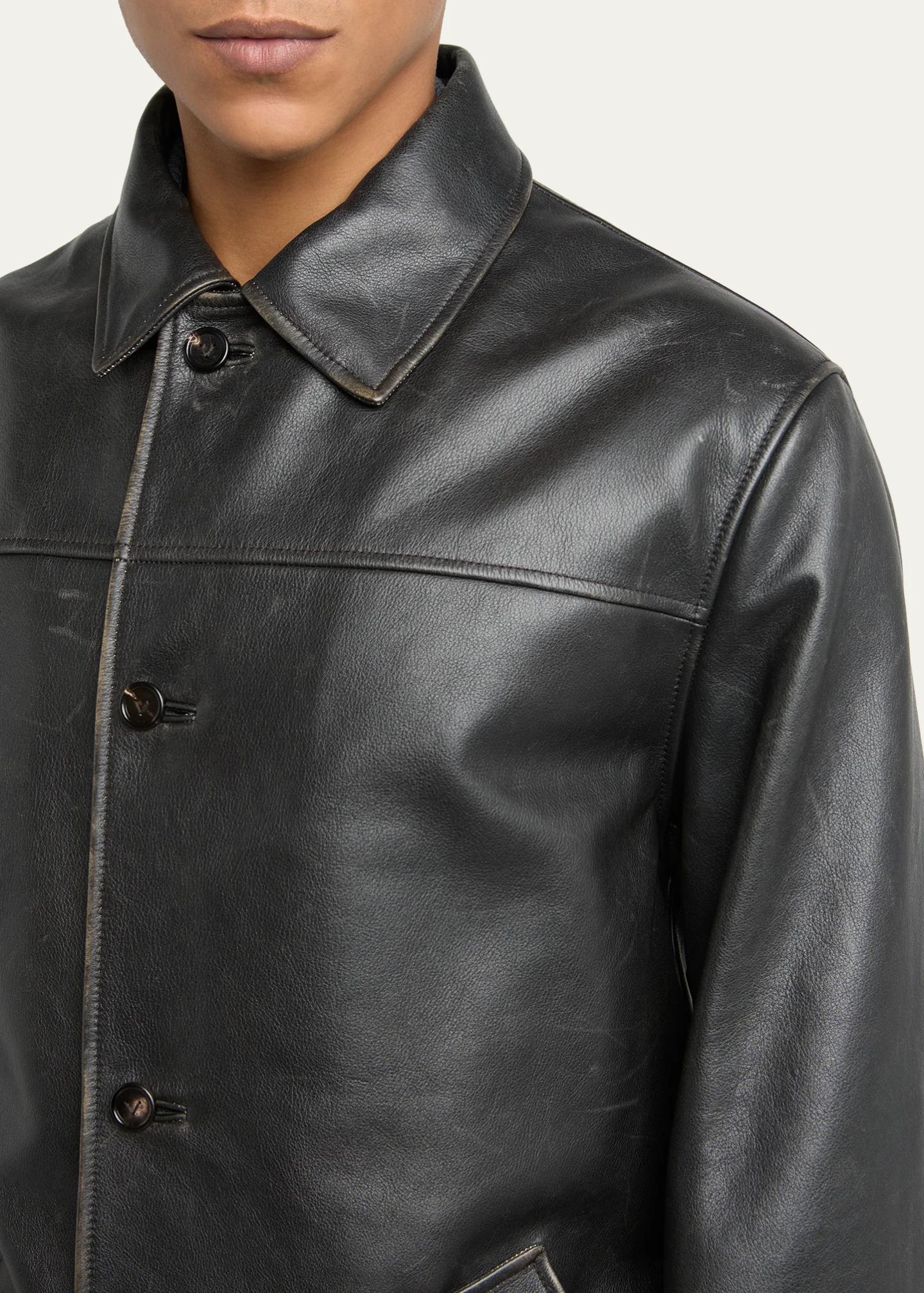 Bottega Veneta Men's Vintage Taurus Leather Coat - Bergdorf Goodman