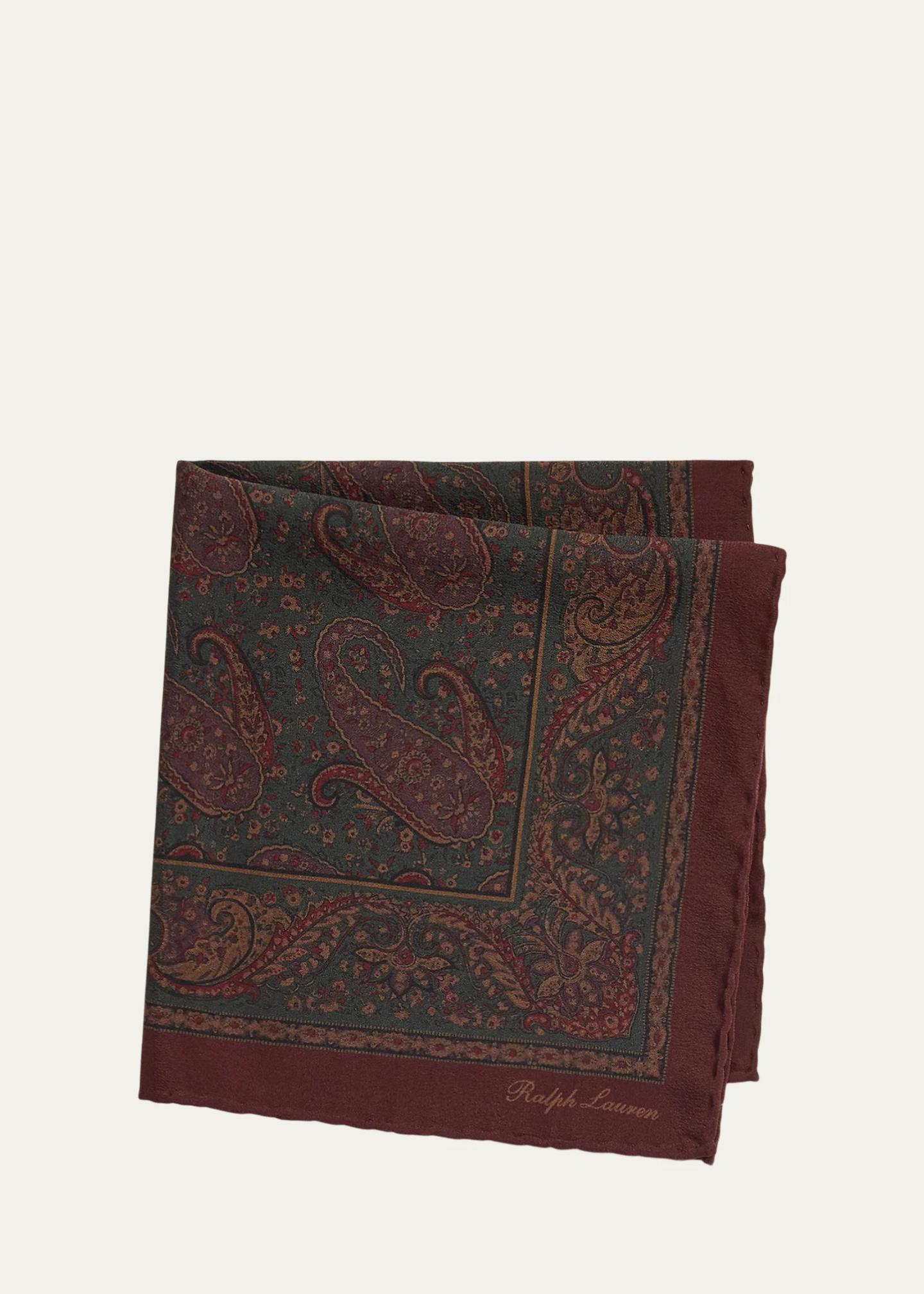 Ralph Lauren Purple Label Men's Paisley Silk Hand-Rolled Pocket Square ...