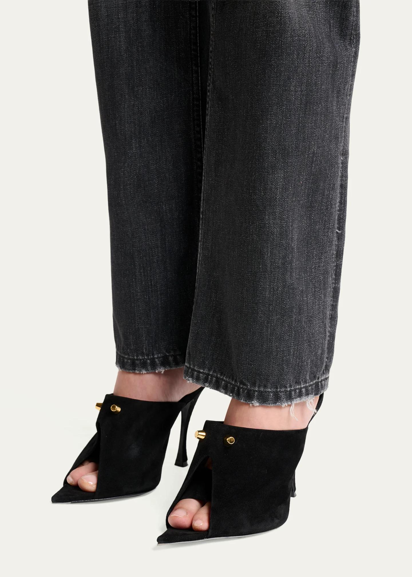 Balenciaga 95mm Suede Peep-Toe Mules - Bergdorf Goodman