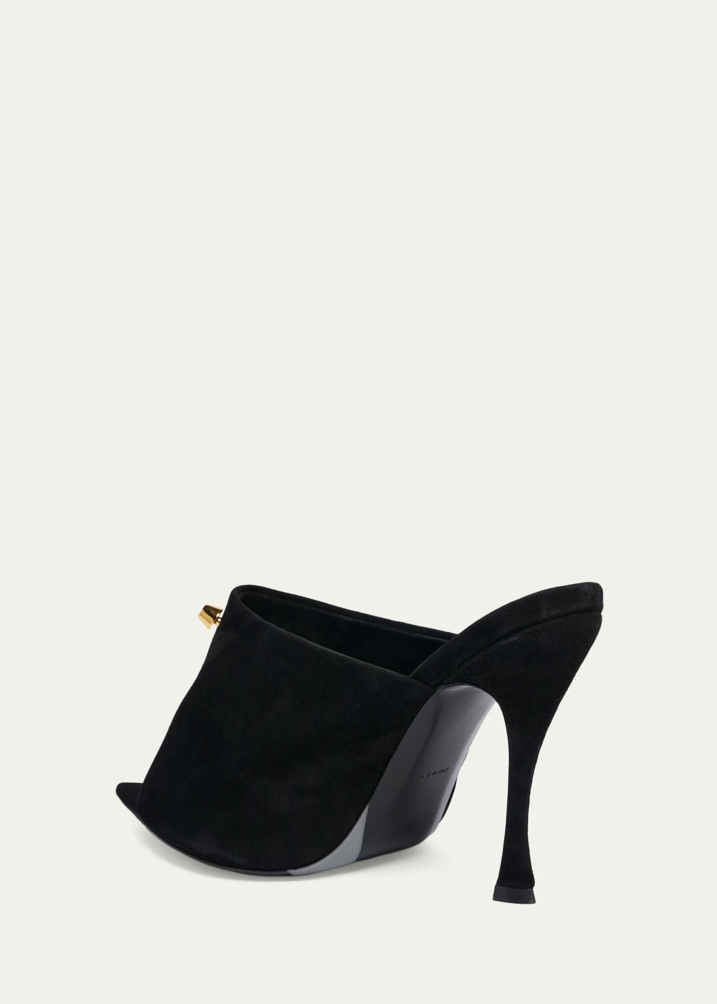 Balenciaga 95mm Suede Peep-Toe Mules - Bergdorf Goodman