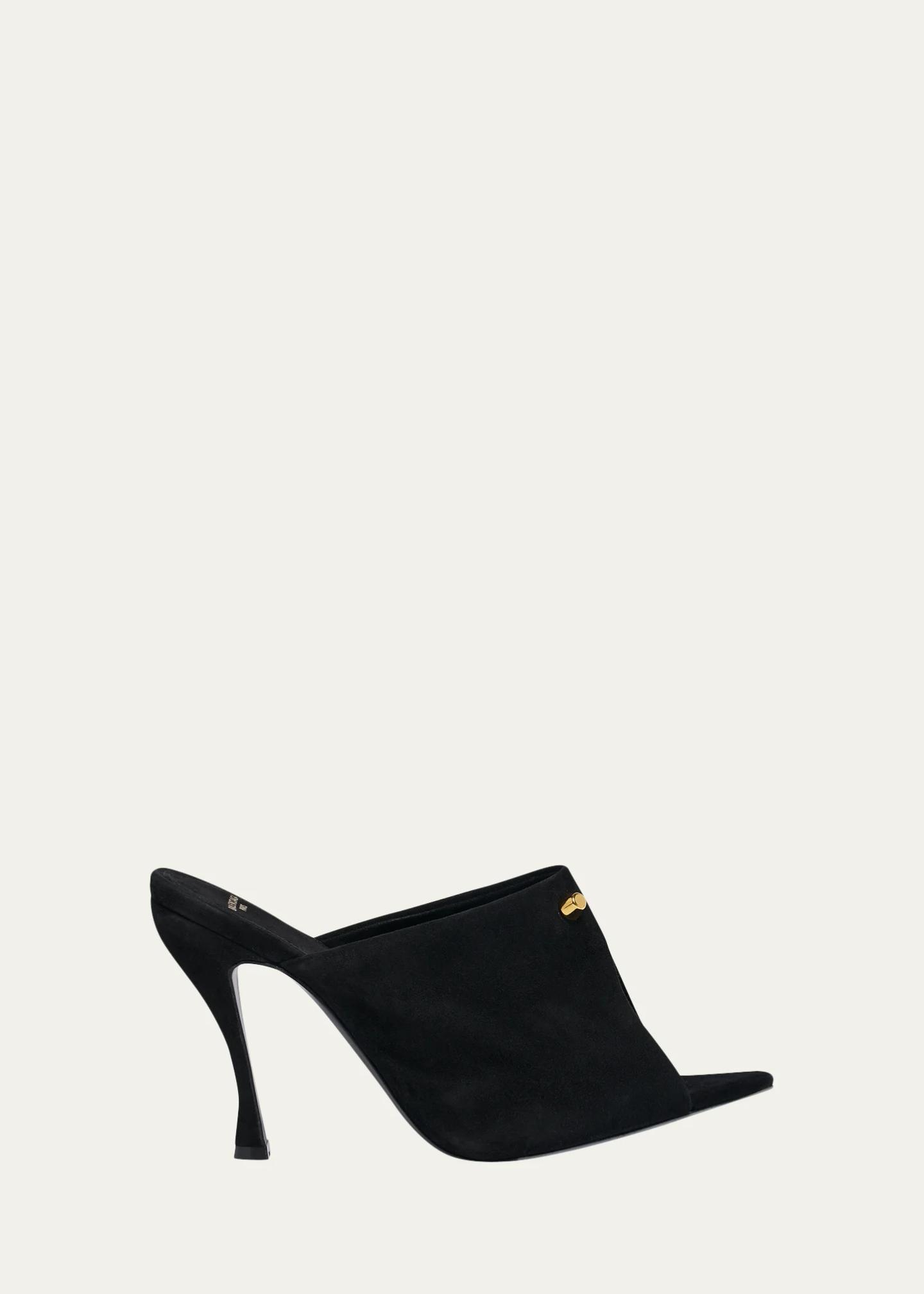 Balenciaga 95mm Suede Peep-Toe Mules - Bergdorf Goodman