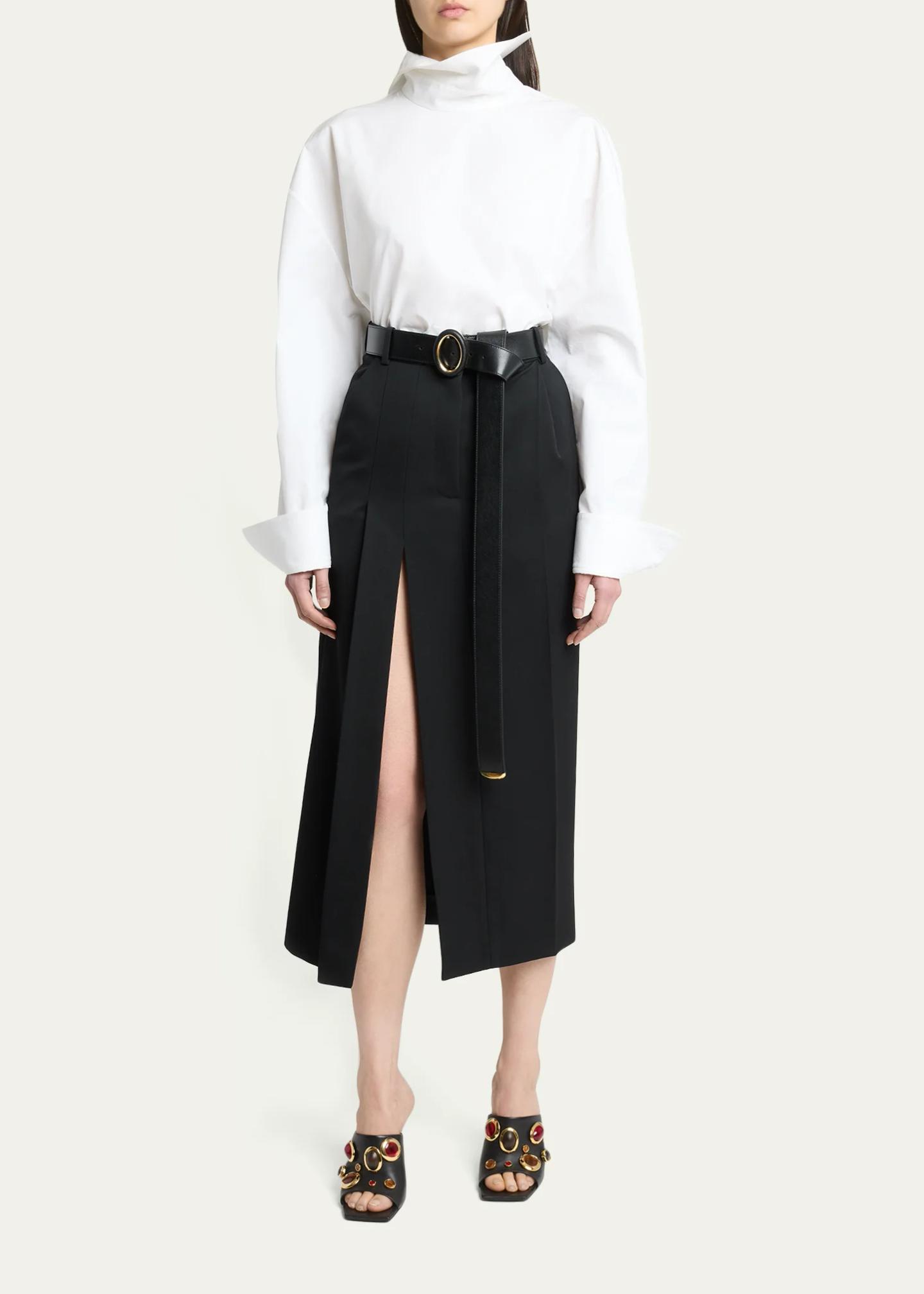 Givenchy Pleated Wool Midi Skirt - Bergdorf Goodman