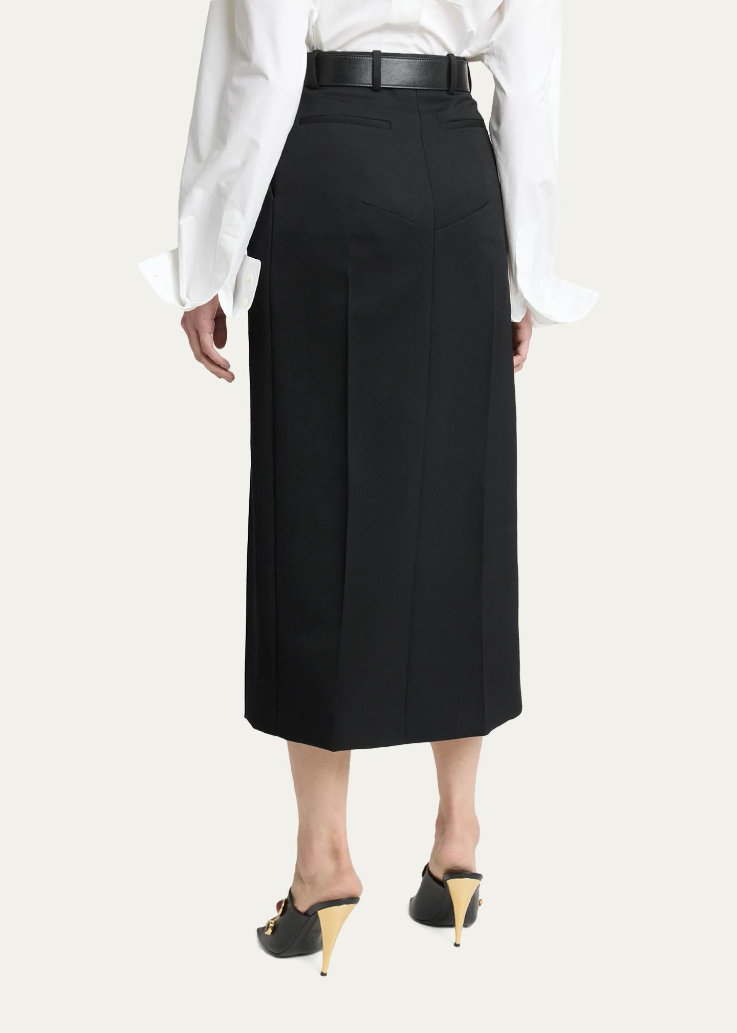 Givenchy Pleated Wool Midi Skirt - Bergdorf Goodman