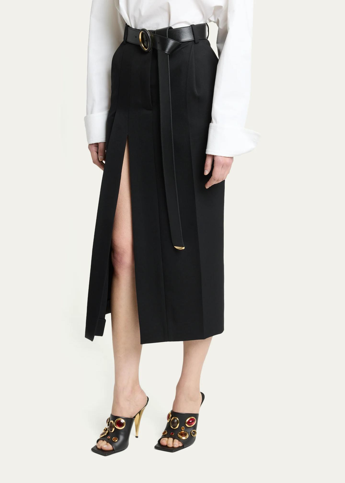 Givenchy Pleated Wool Midi Skirt - Bergdorf Goodman