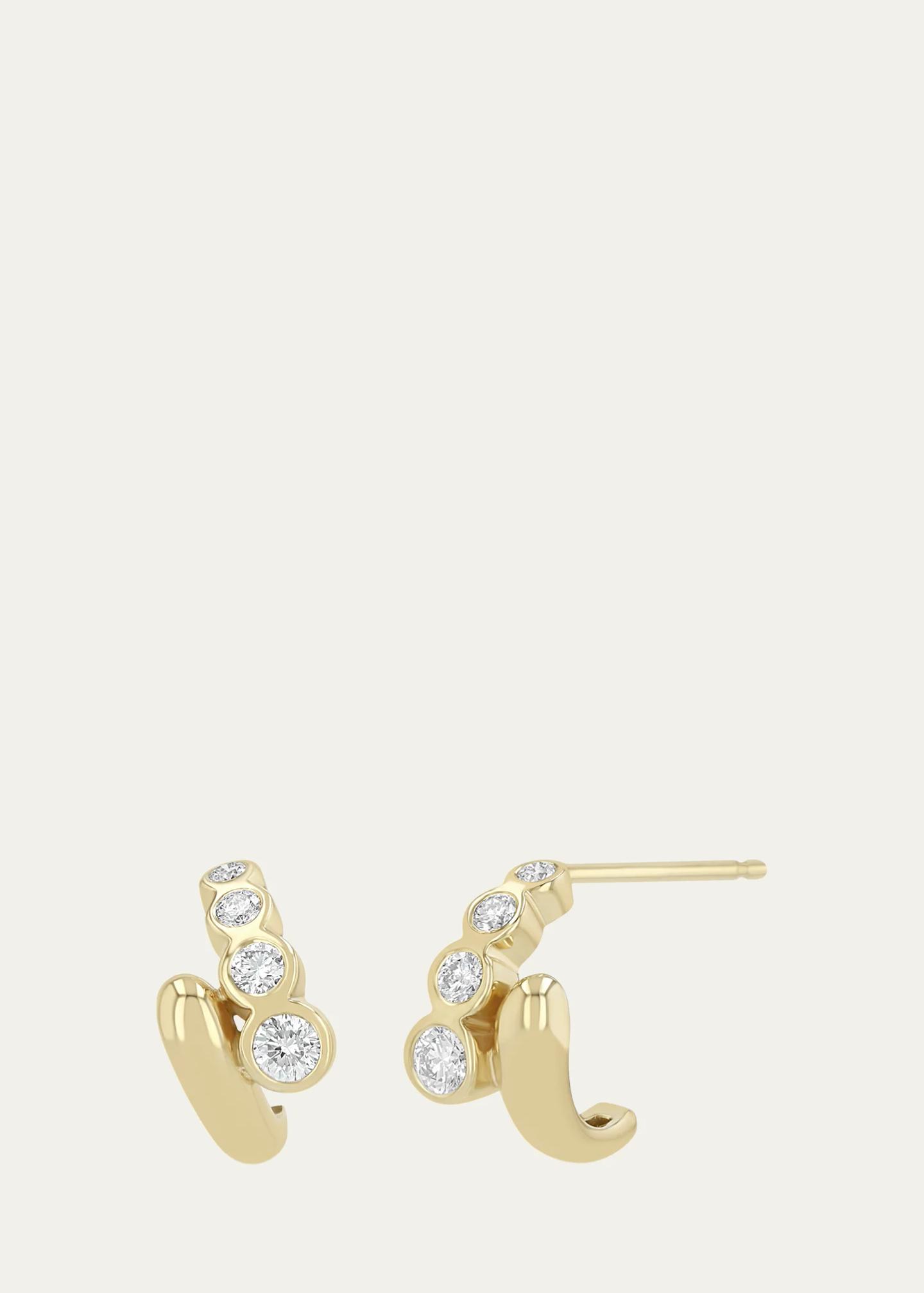 Zoe Chicco 14K Small Overlap Bypass Diamond Earrings - Bergdorf Goodman