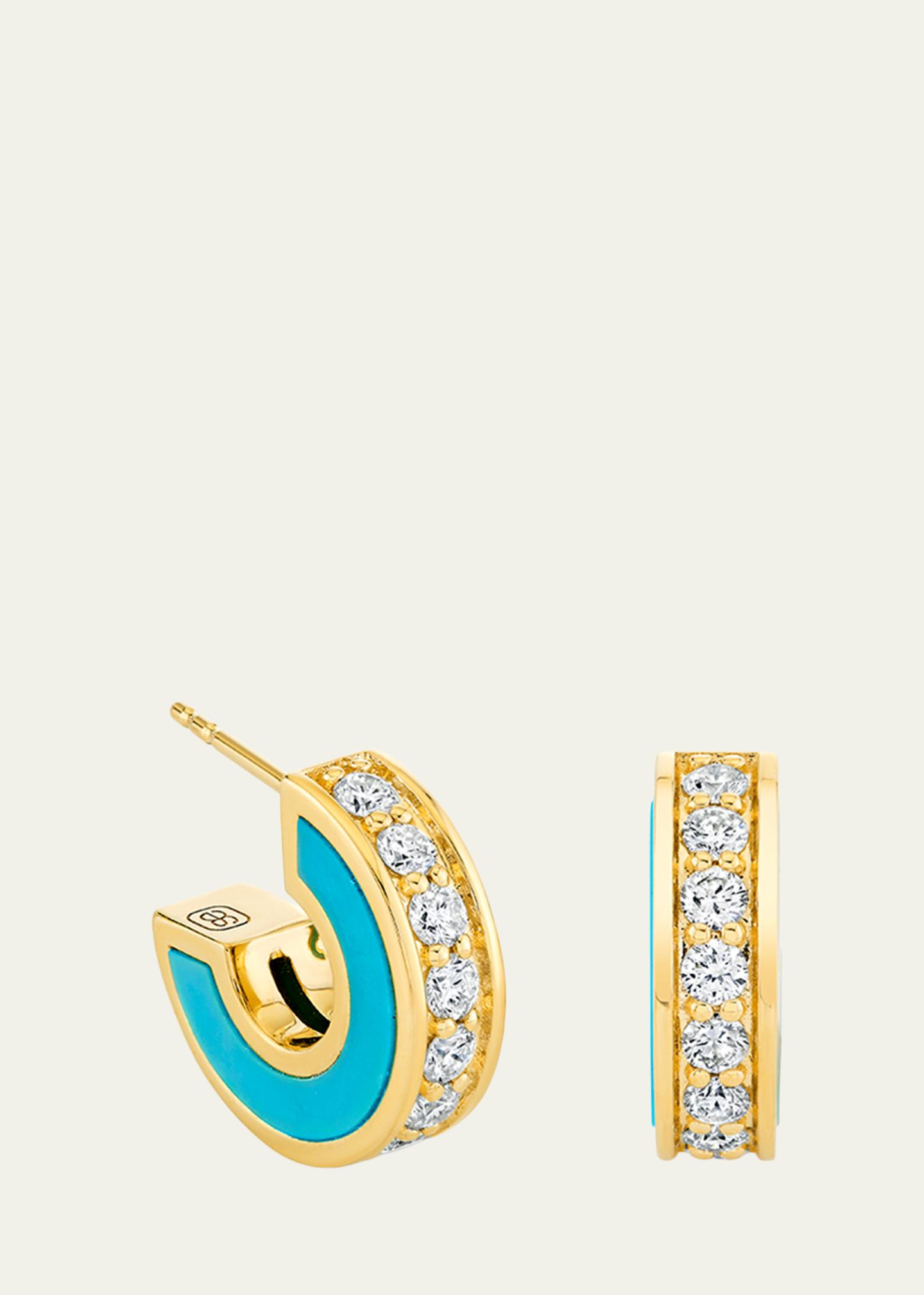 Sydney Evan 14K Yellow Gold Turquoise Stone Inlay Earrings with ...