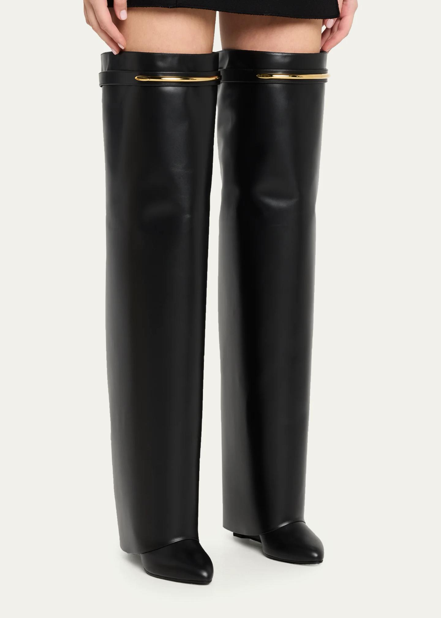 Givenchy 90mm Shark Pinch Leather Over-the-Knee Boots - Bergdorf Goodman