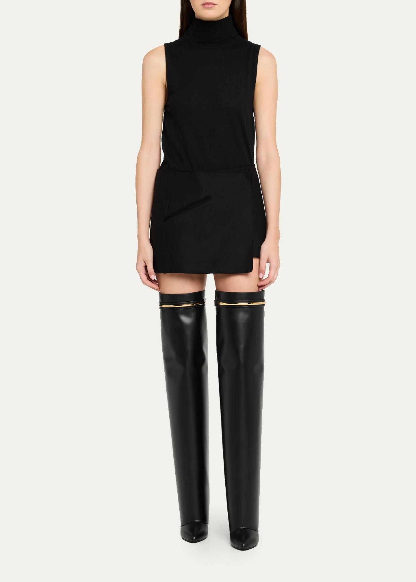 Givenchy 90mm Shark Pinch Leather Over-the-Knee Boots - Bergdorf Goodman