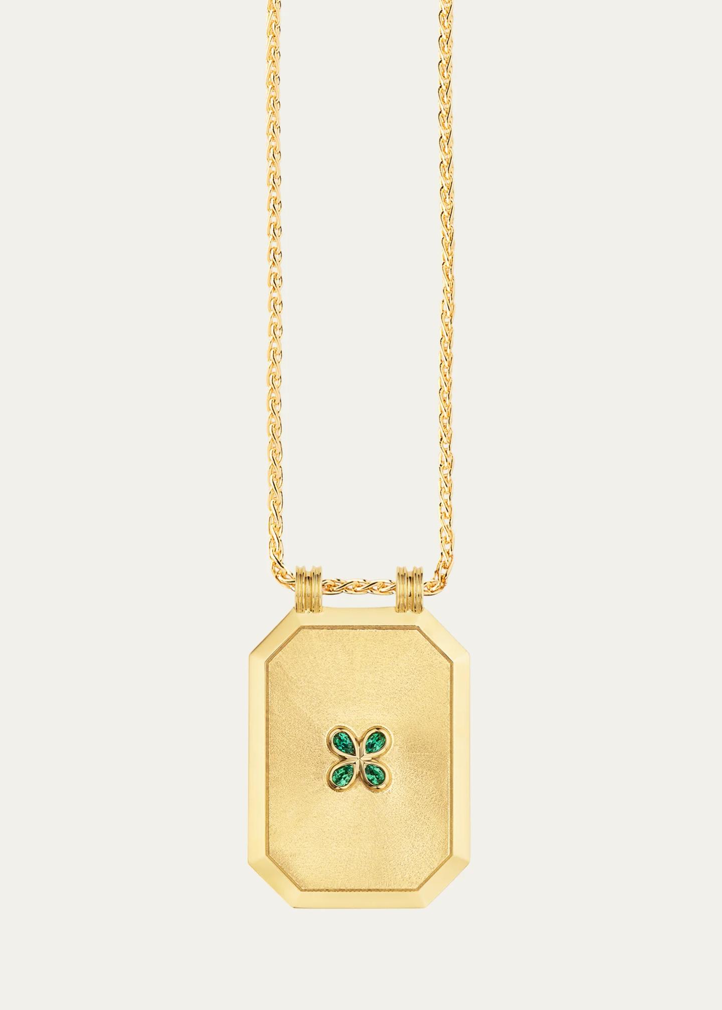 Marie Lichtenberg Luck Scapular 18K Yellow Gold Emerald Necklace ...