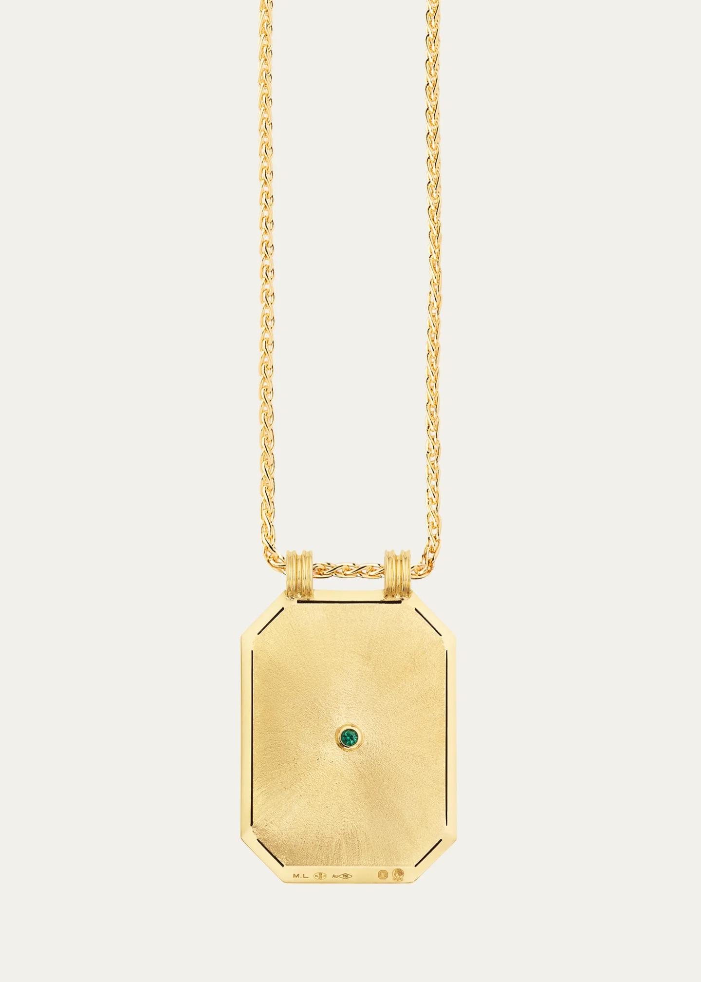Marie Lichtenberg Luck Scapular 18K Yellow Gold Emerald Necklace ...