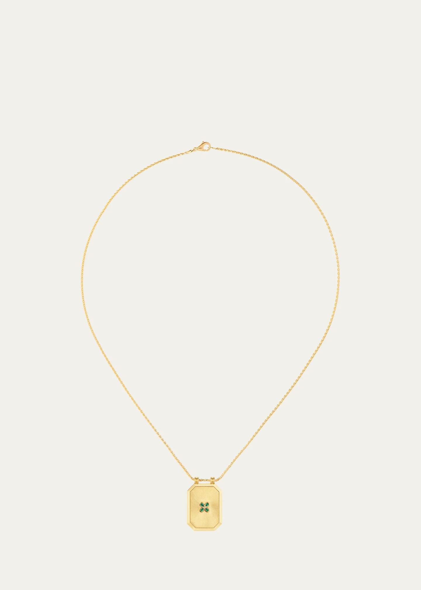Marie Lichtenberg Luck Scapular 18K Yellow Gold Emerald Necklace ...