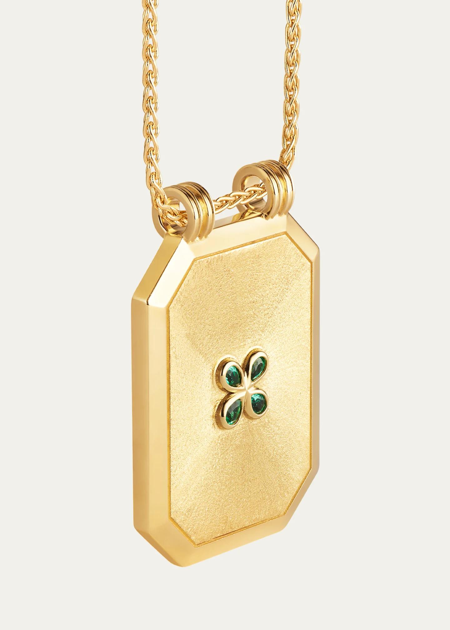 Marie Lichtenberg Luck Scapular 18K Yellow Gold Emerald Necklace ...