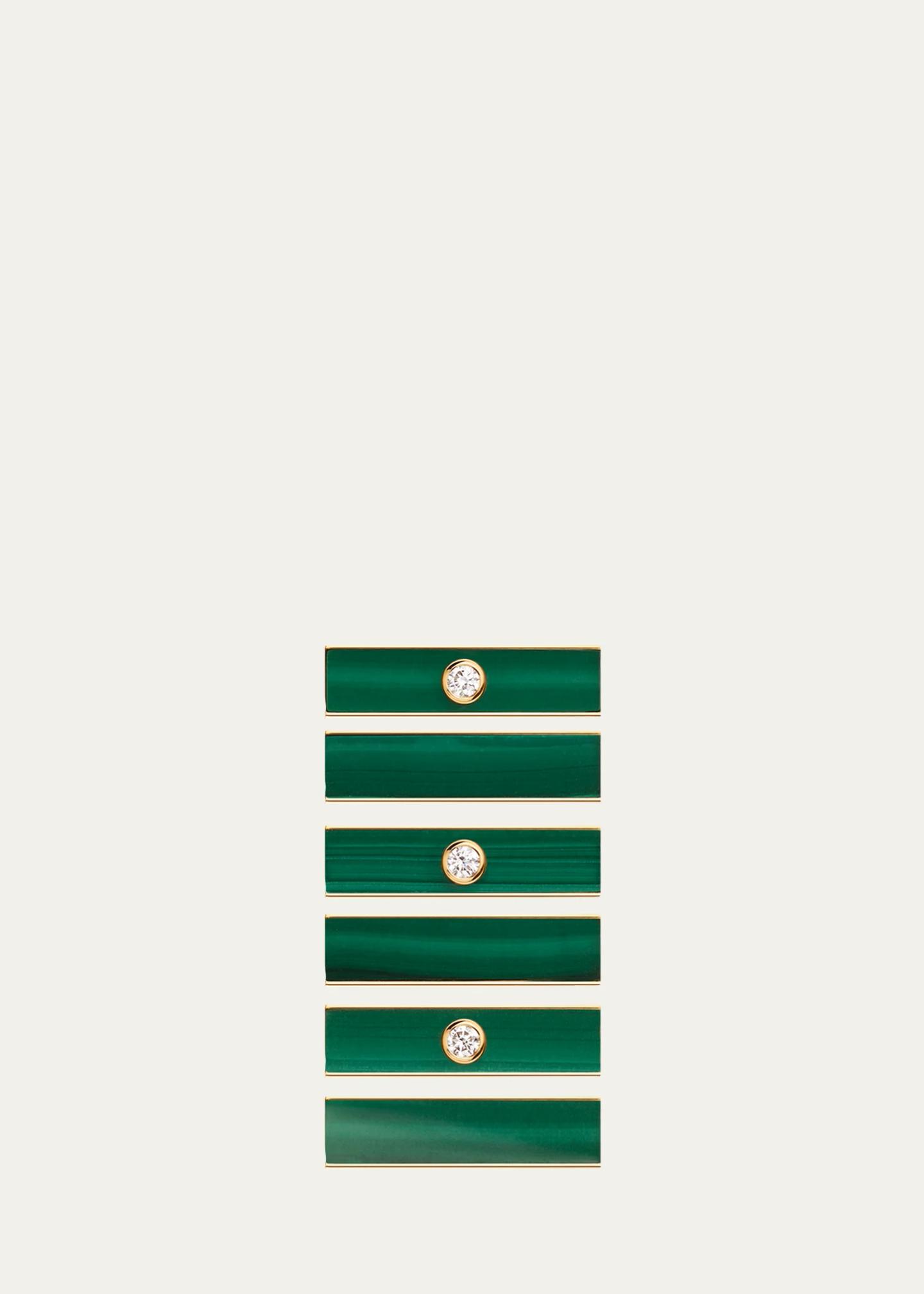 Marie Lichtenberg 18K Yellow Gold, 0.11 Diamond, Malachite & Leather ...