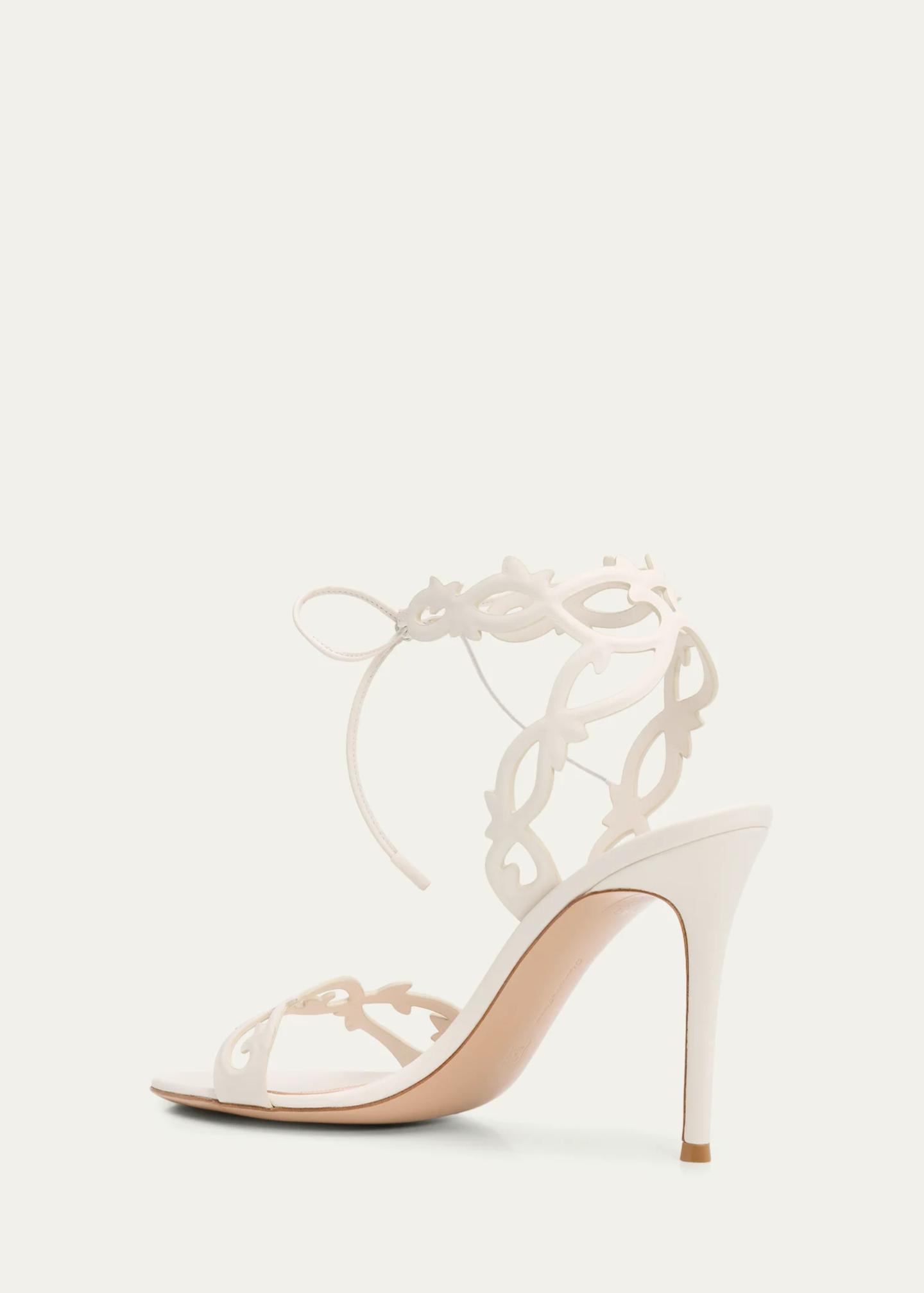 Gianvito Rossi 95mm Nappa Leather Vine Ankle-Tie Sandals