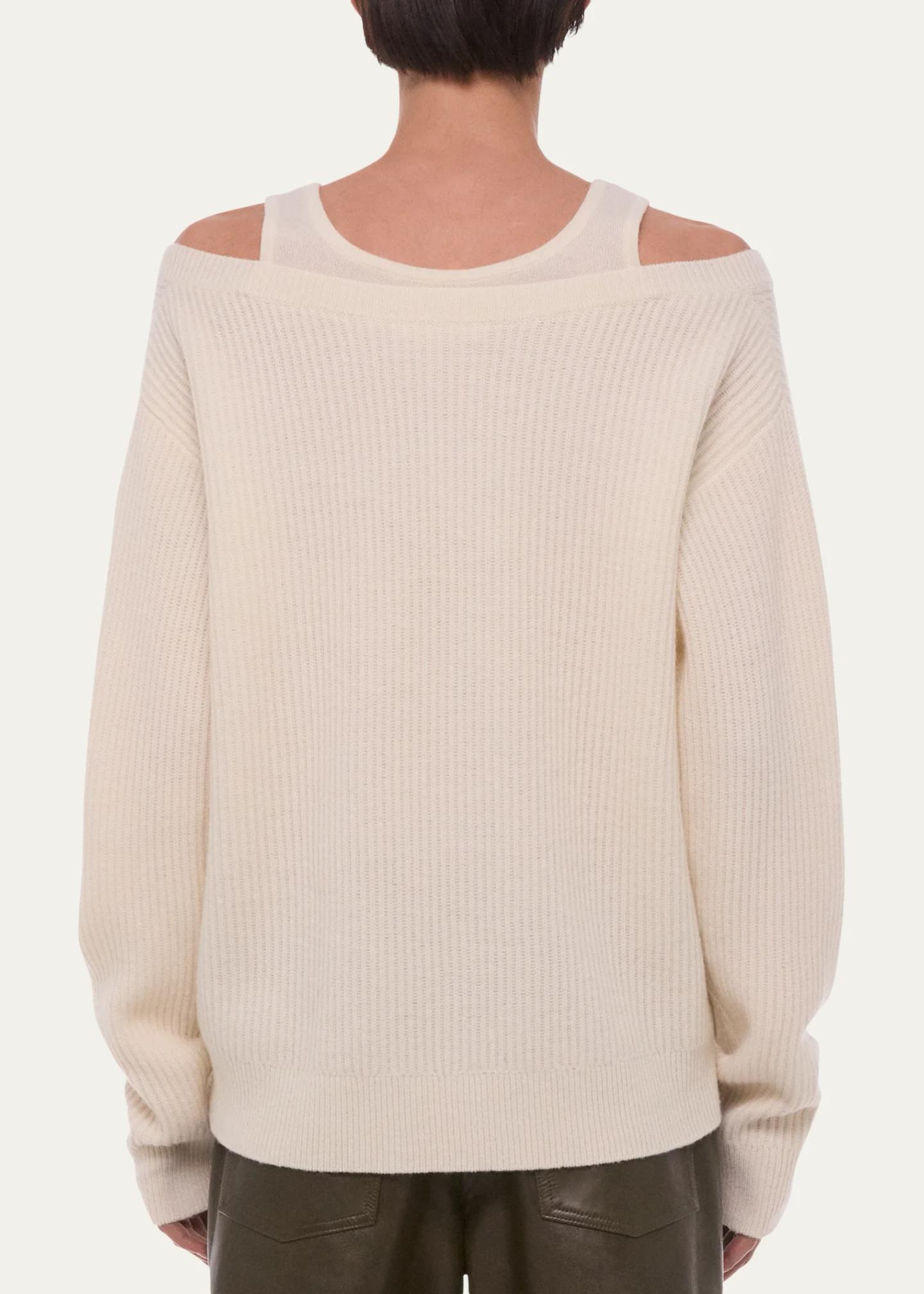 Helmut Lang Cold-Shoulder Wool Top - Bergdorf Goodman