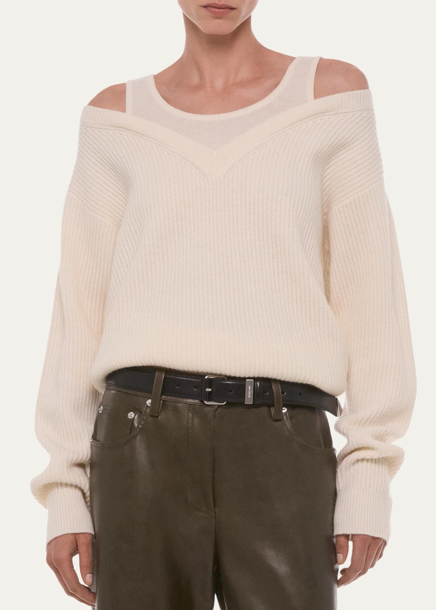 Helmut Lang Cold-Shoulder Wool Top - Bergdorf Goodman