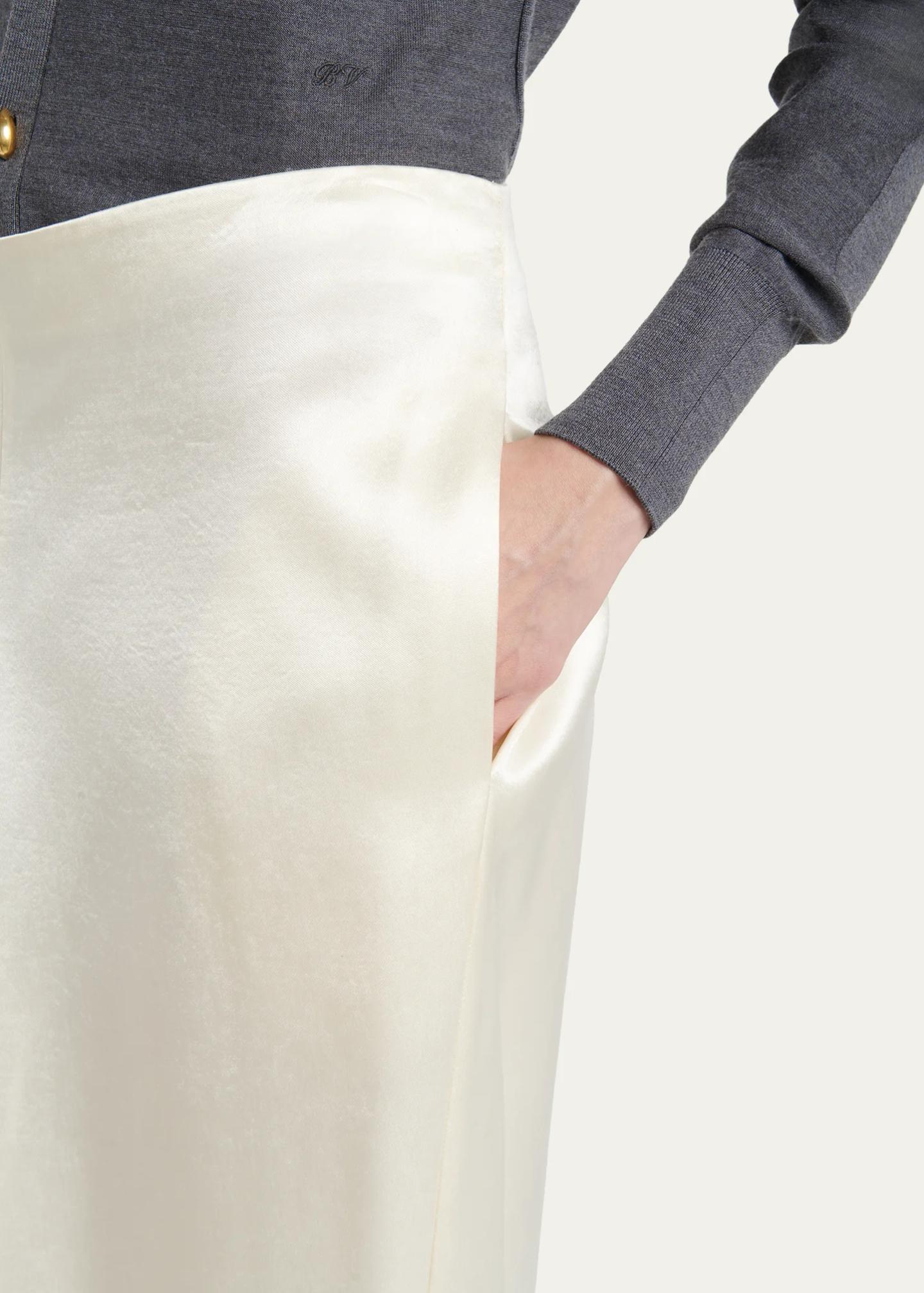 Bottega Veneta V-Waist Satin Midi Skirt - Bergdorf Goodman