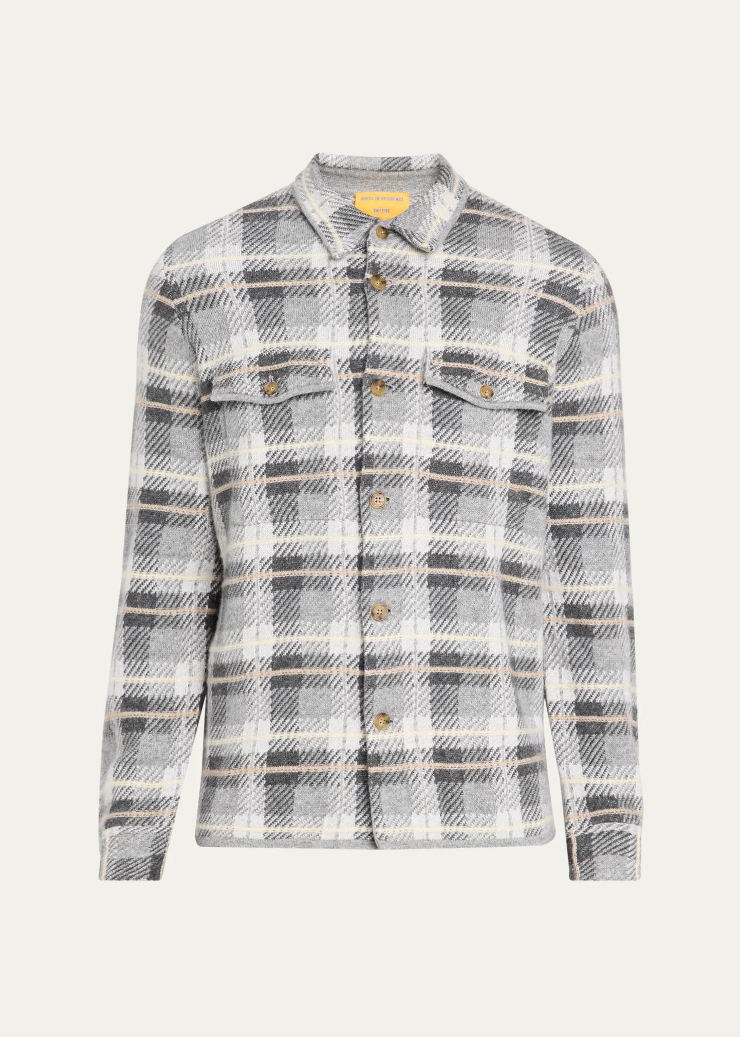 Guest in Residence Men's Plaid Cashmere Shirt - Bergdorf Goodman