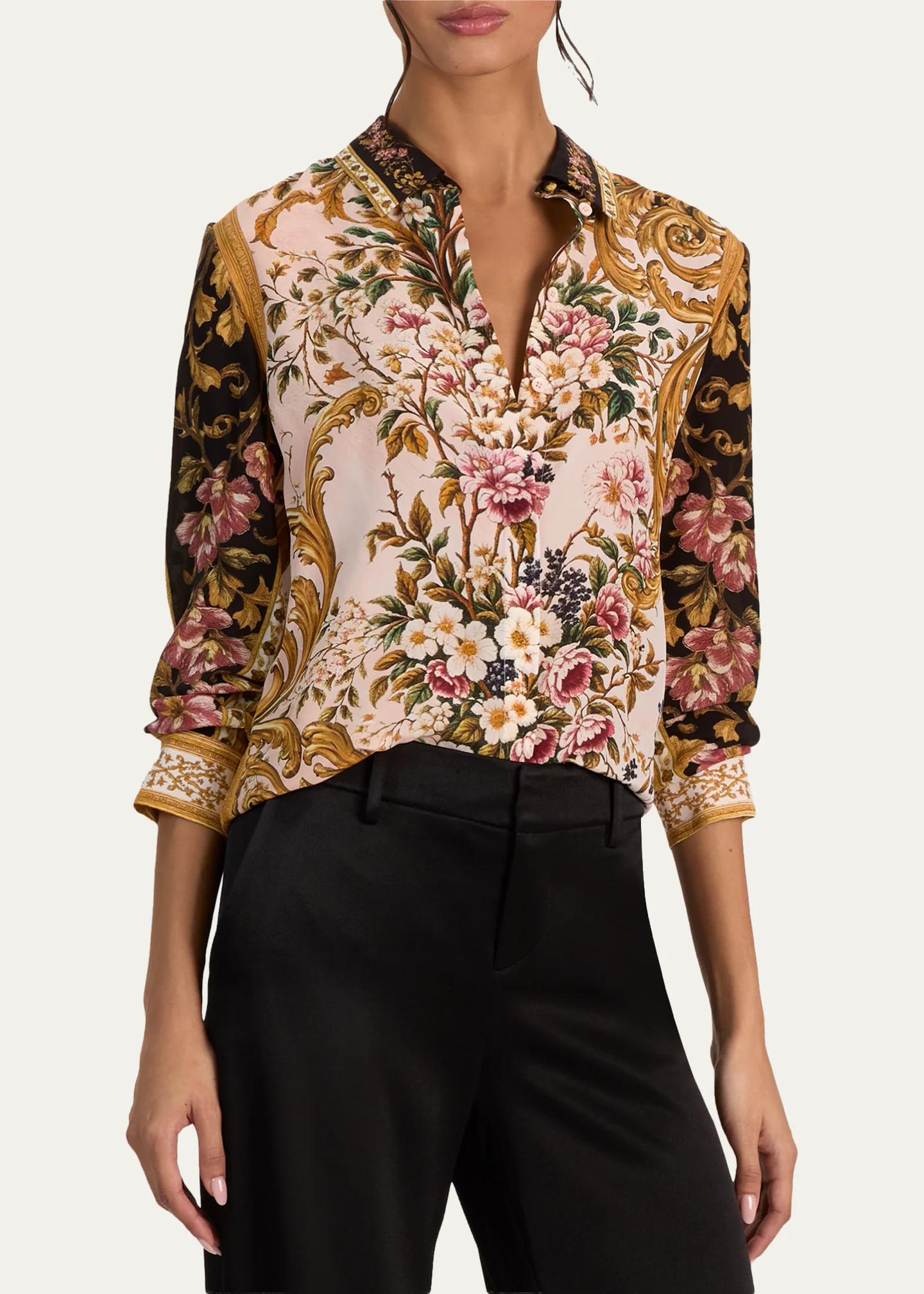 ALICE + OLIVIA Willa Placket Top - Bergdorf Goodman