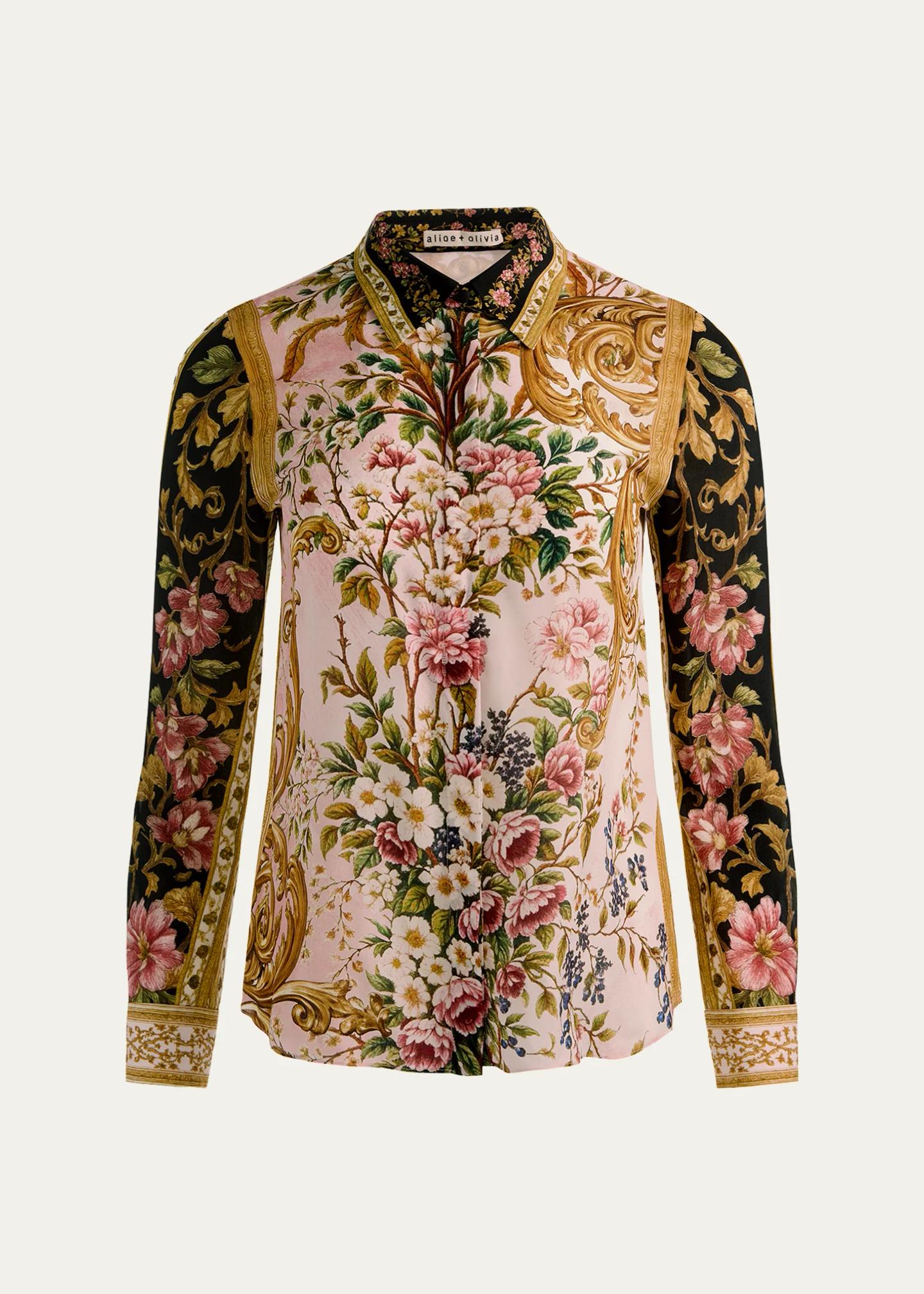 ALICE + OLIVIA Willa Placket Top - Bergdorf Goodman