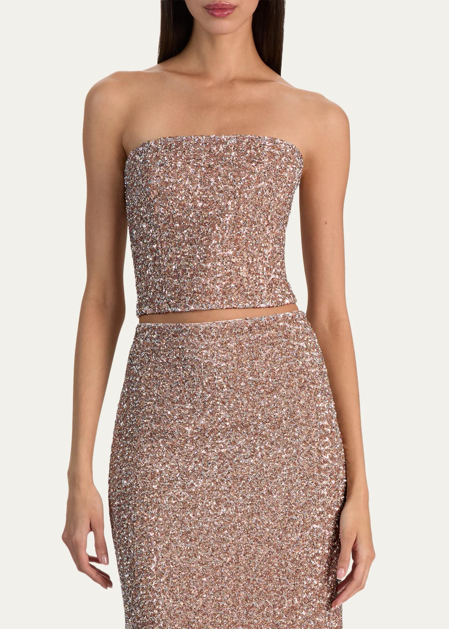 ALICE + OLIVIA Cosette Sequined Strapless Top - Bergdorf Goodman