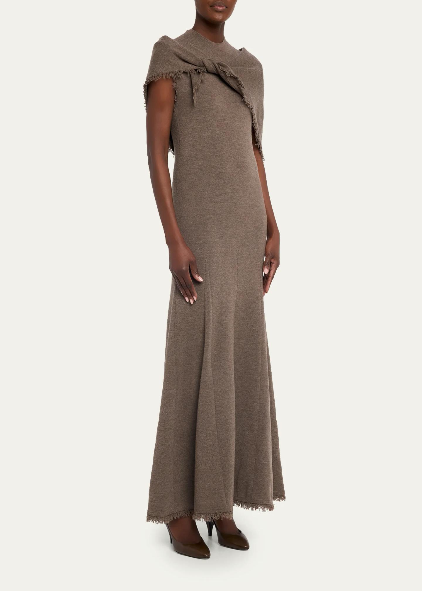 Monse Fringe-Hem Sleeveless Knit Midi Dress