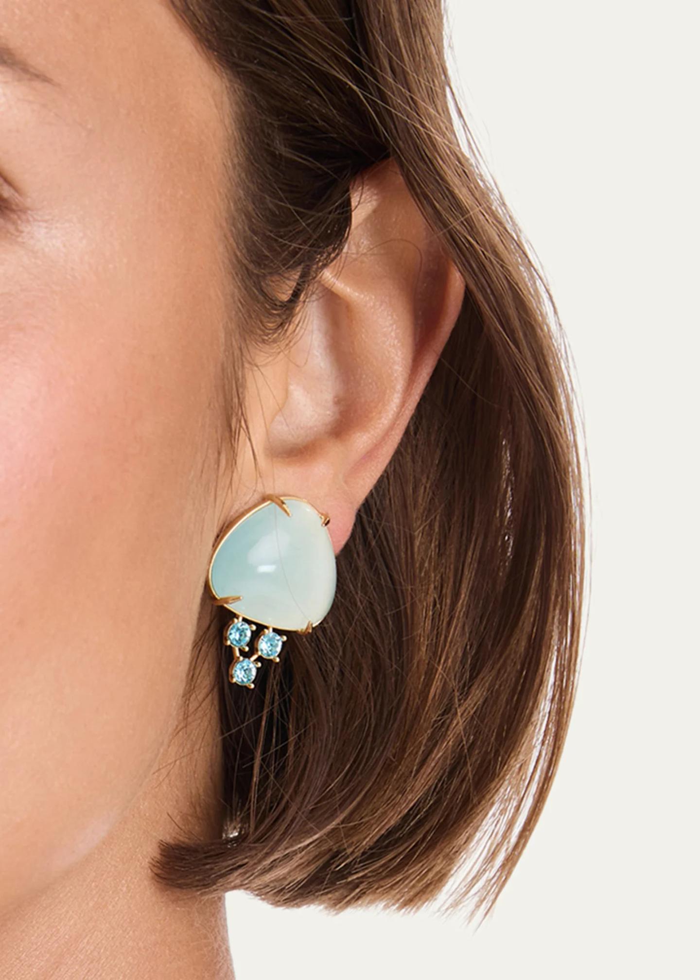 Oscar de la Renta Cabochon Stud Crystal Earrings - Bergdorf Goodman