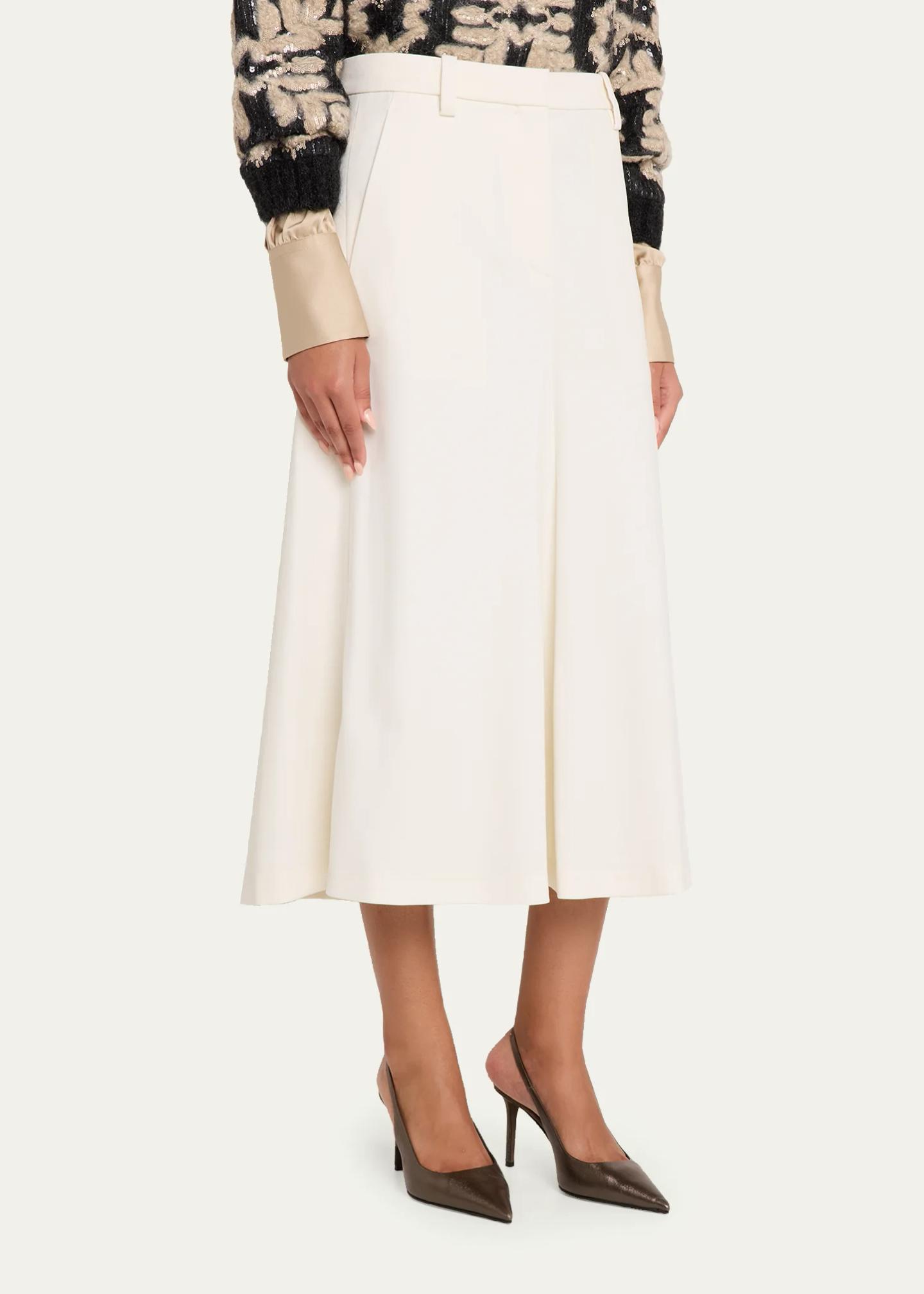 Brunello Cucinelli Couture Wool Gabardine A-Line Midi Skirt - Bergdorf ...
