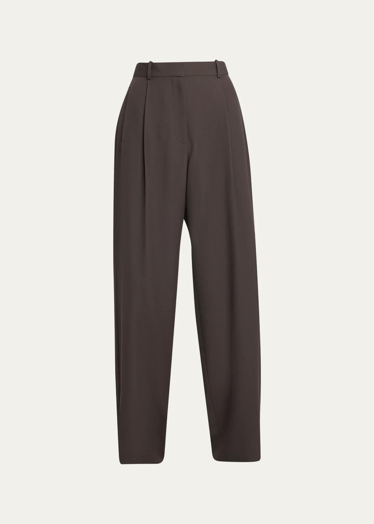 The Row Lowe Pleated Wool Relaxed-Leg Pants - Bergdorf Goodman