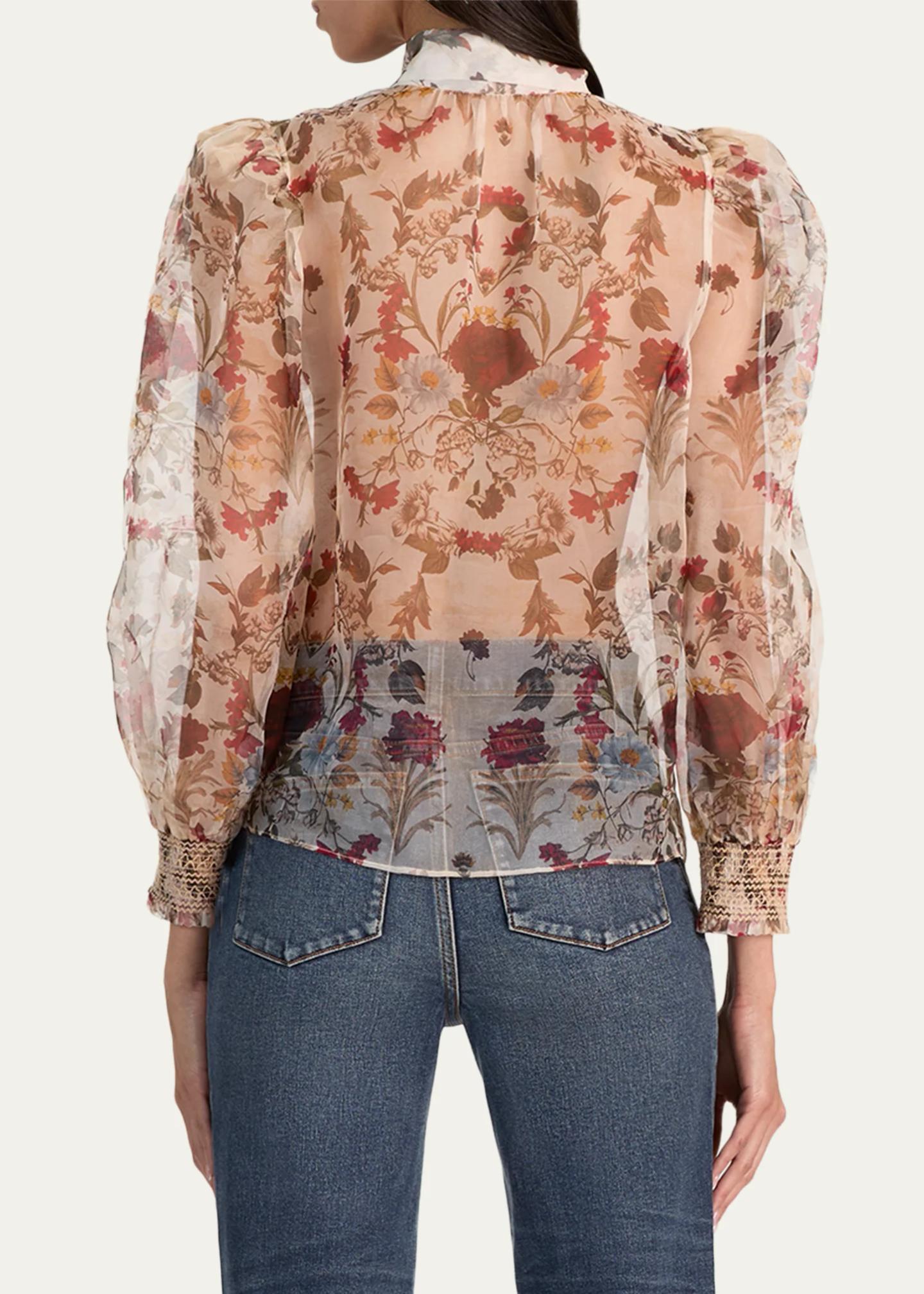 ALICE + OLIVIA Brentley Floral Tie-Neck Blouse - Bergdorf Goodman
