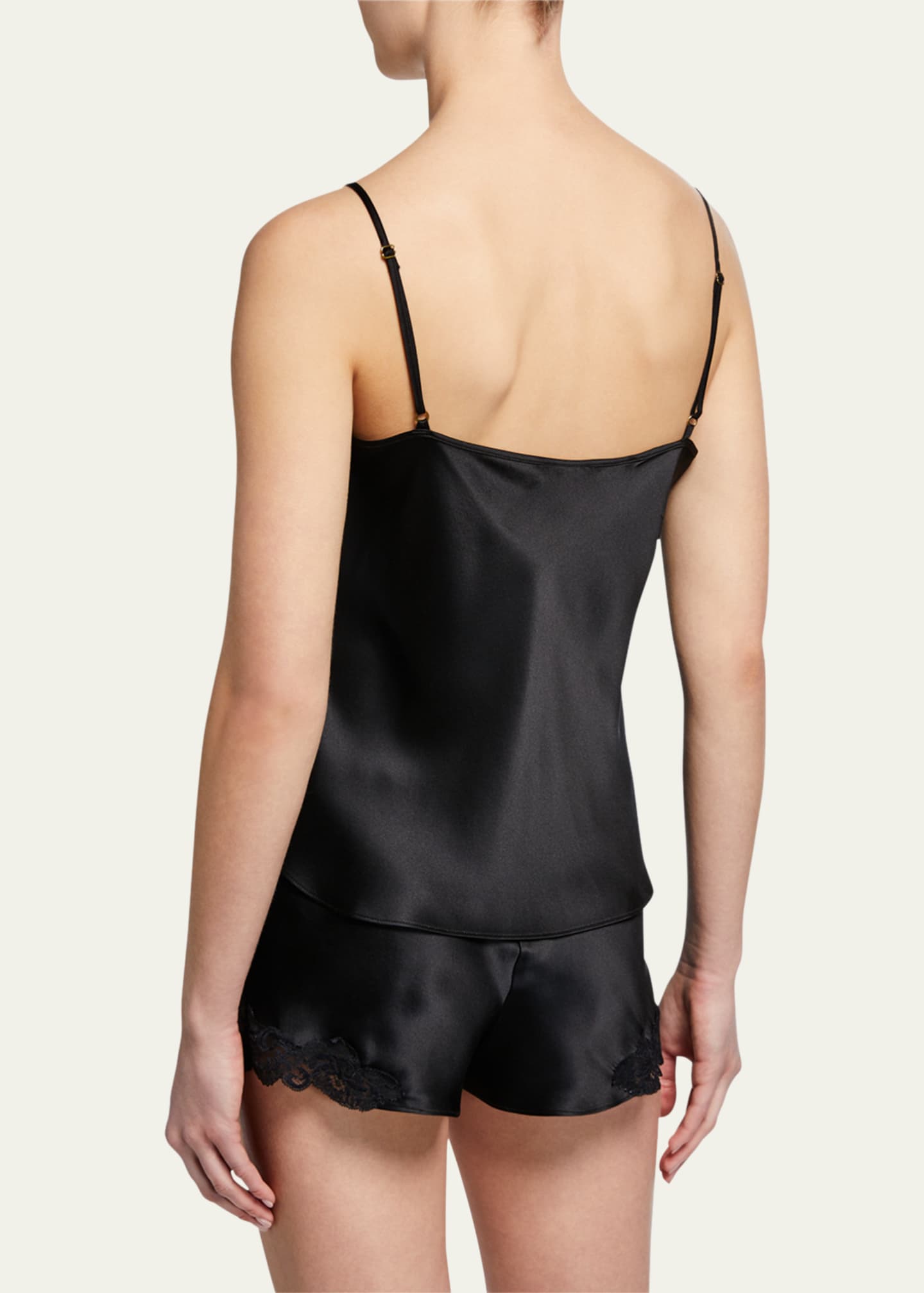 Black silk camisole with lace