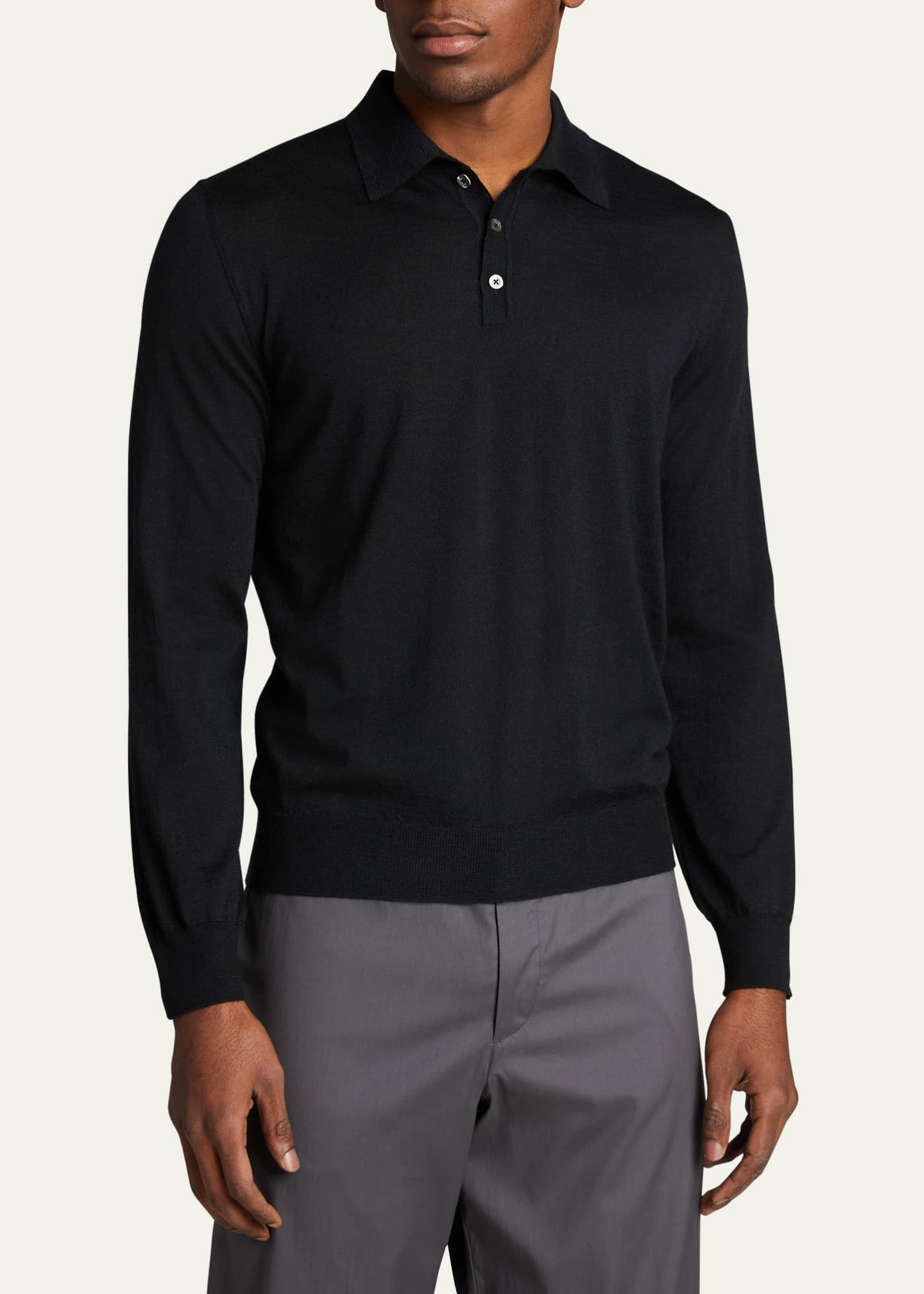 Bergdorf Goodman Long-Sleeve Cashmere Polo Sweater Image 4 of 5