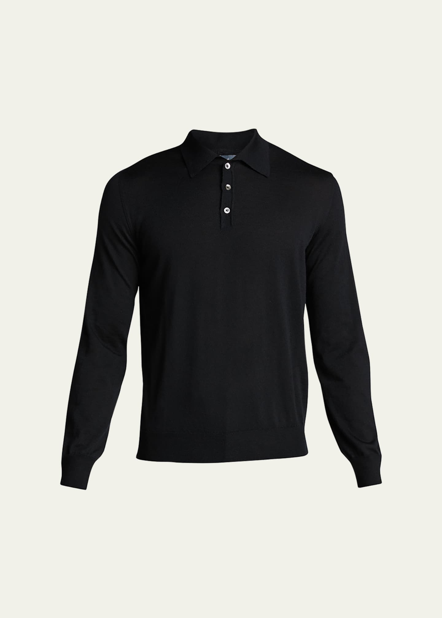 Bergdorf Goodman Long-Sleeve Cashmere Polo Sweater Image 1 of 5